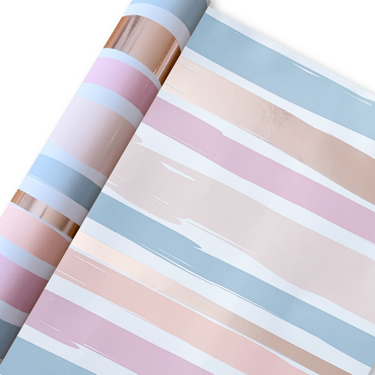 Hallmark Gift Wrap Roll Pastel and Metallic Rose Gold Stripes Kmart