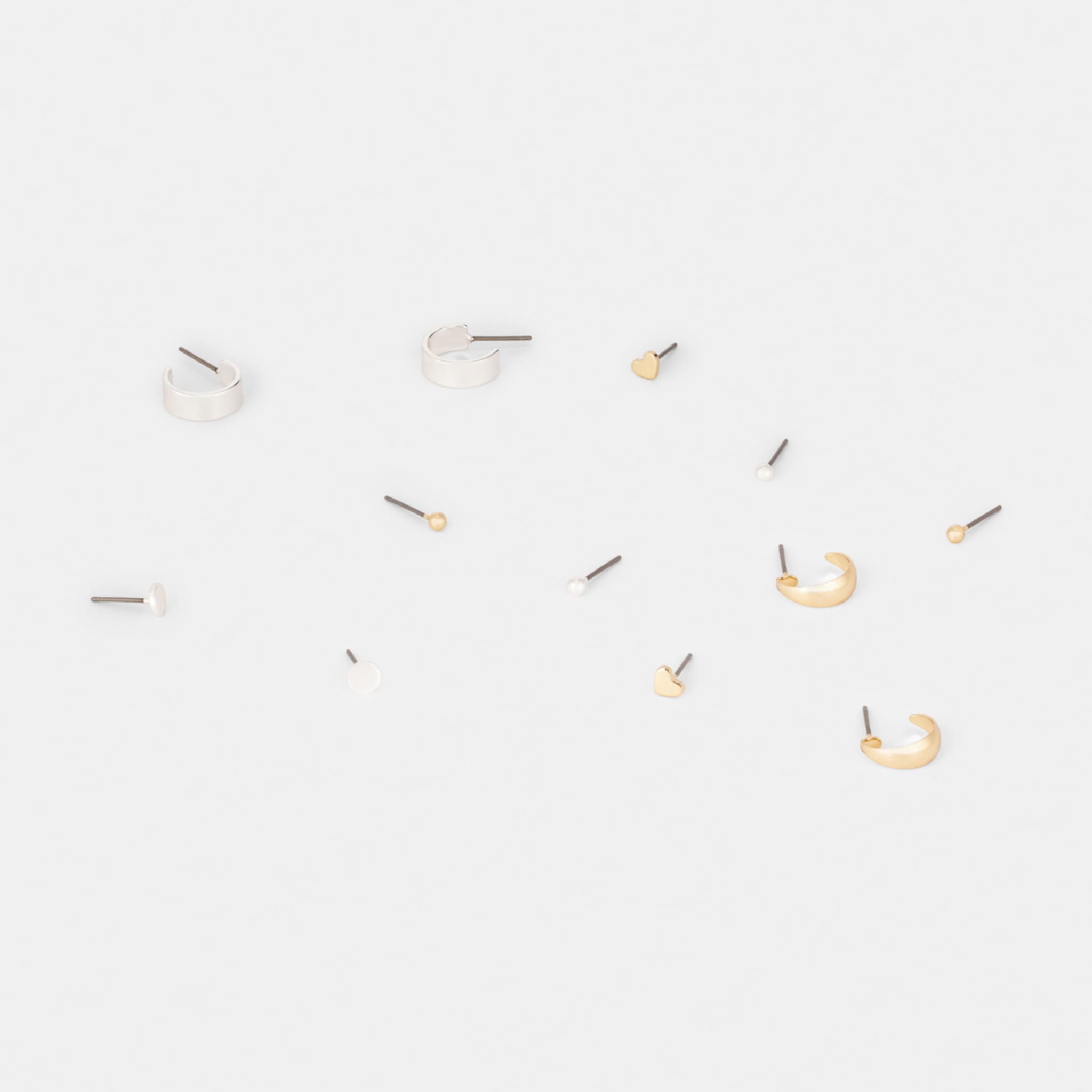 6 Pack Small Hoop and Stud Earrings Silver and Gold Tone Kmart