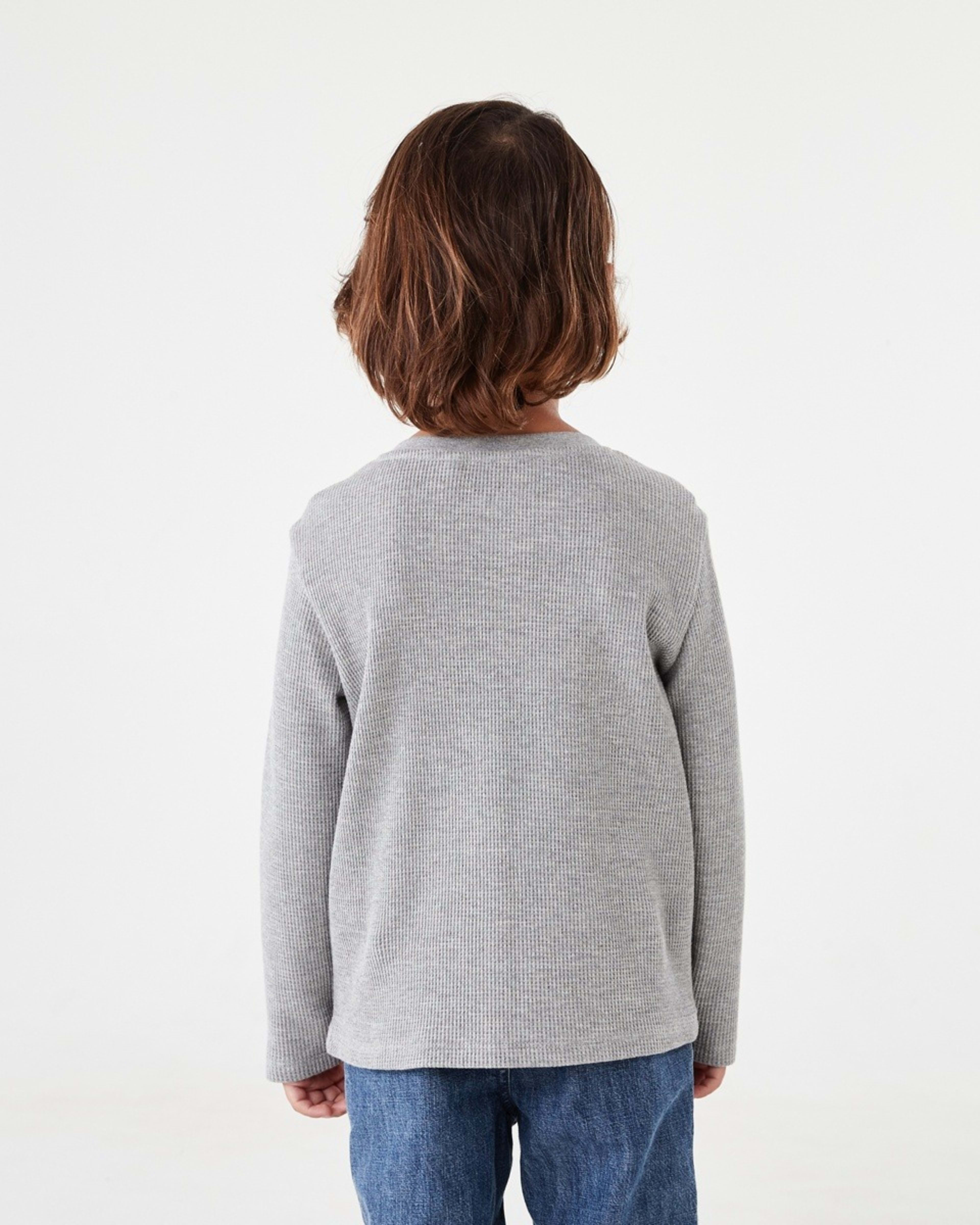 2 Waffle Henley Long Sleeve T-shirt Kgry Marle, 2 of 8