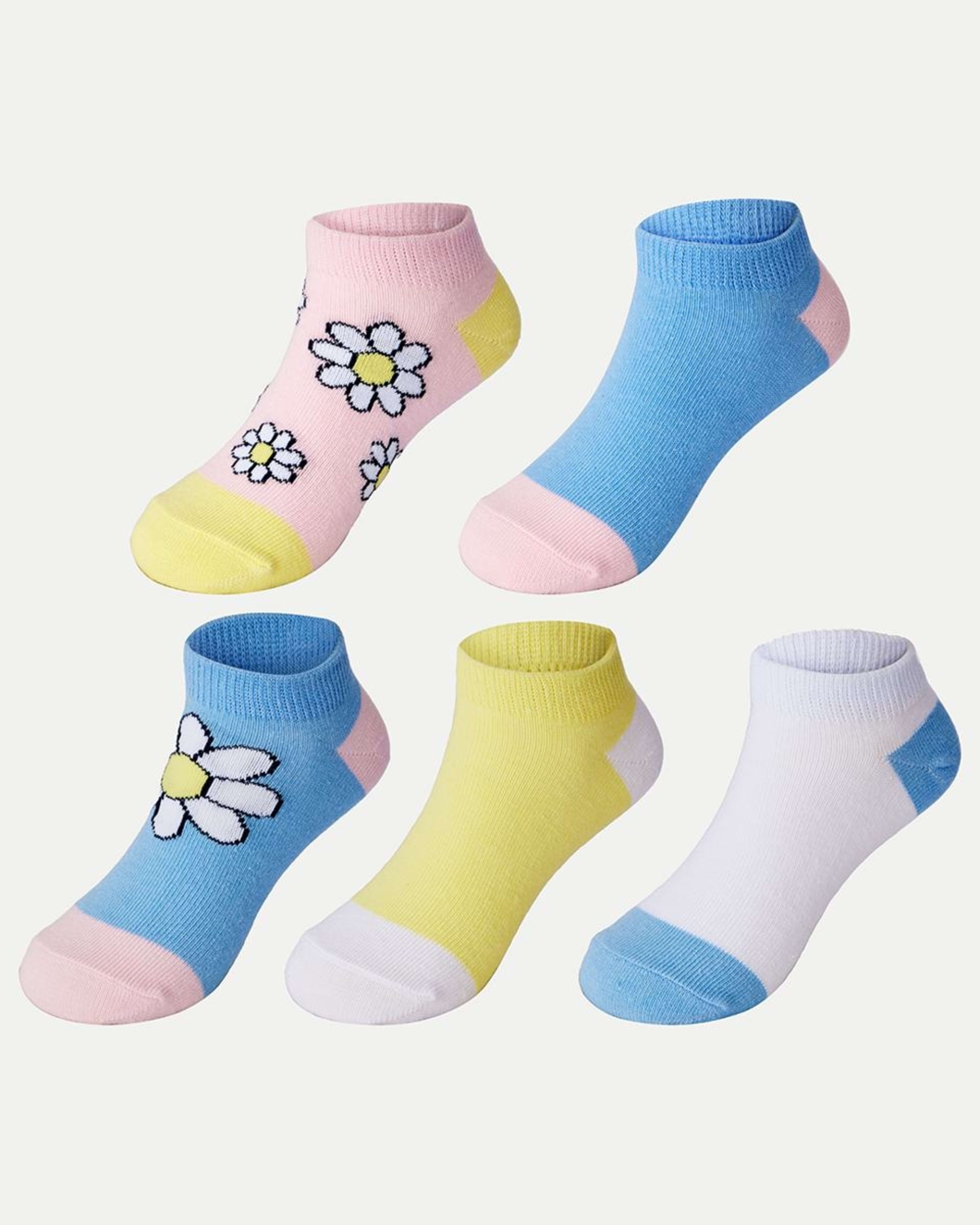 1 5 Pack Low Cut Socks Daisy