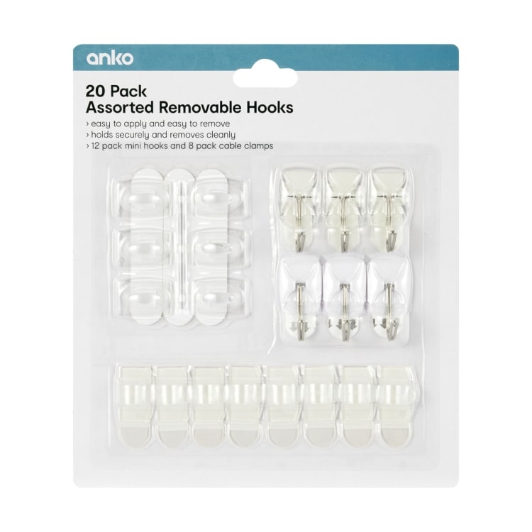 20 Pack Assorted Removable Hooks Kmart