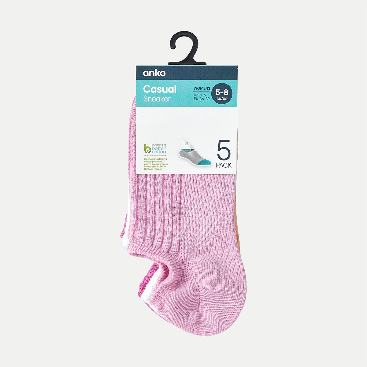 5 Pack Ribbed Sneaker Socks - Kmart
