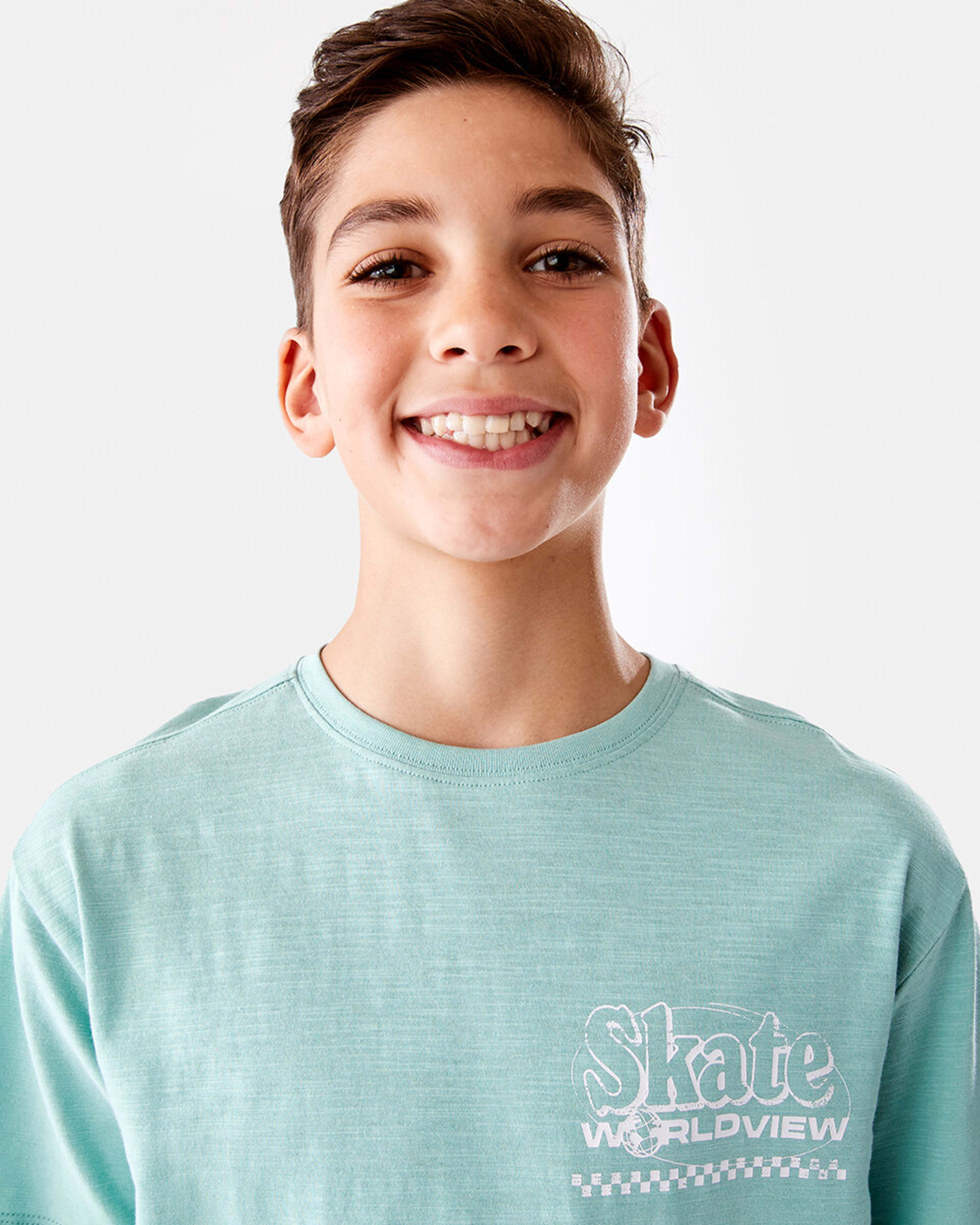 3 Short Sleeve Back Print T-shirt Teal Skate, 3 of 9