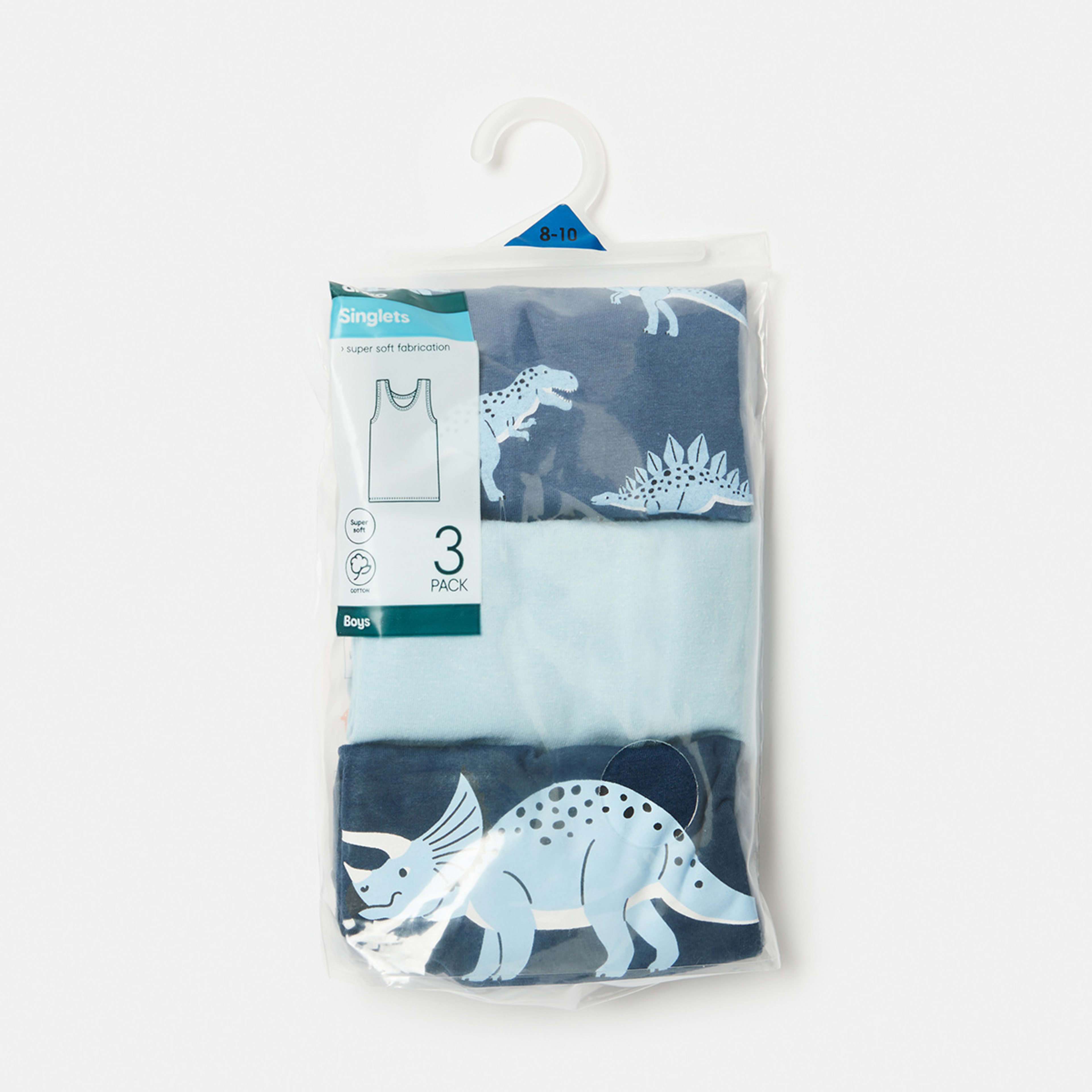 6 3 Pack Super Soft Singlets Dino, 6 of 6