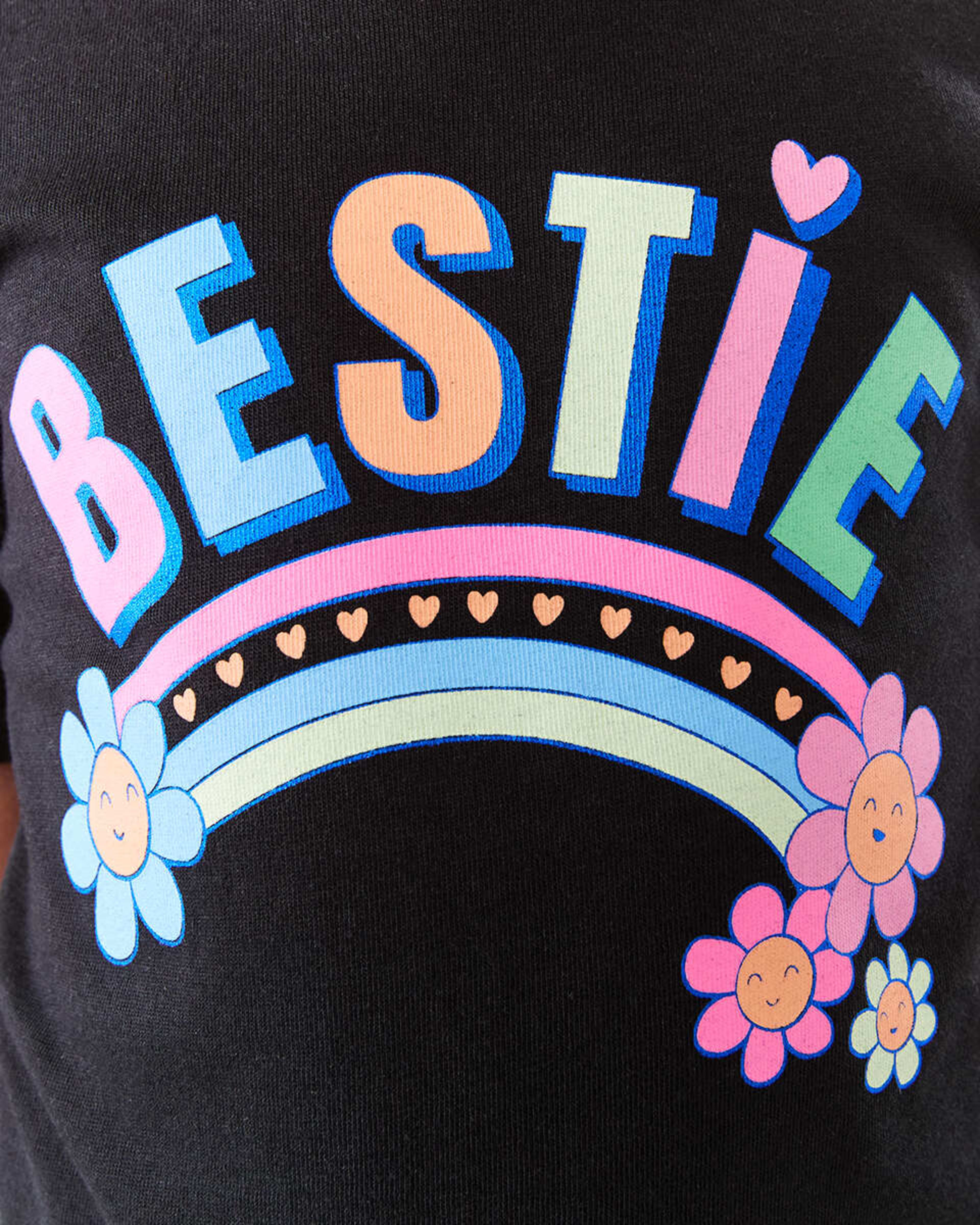 4 Short Sleeve Placement Print T-shirt Blk Bestie, 4 of 7