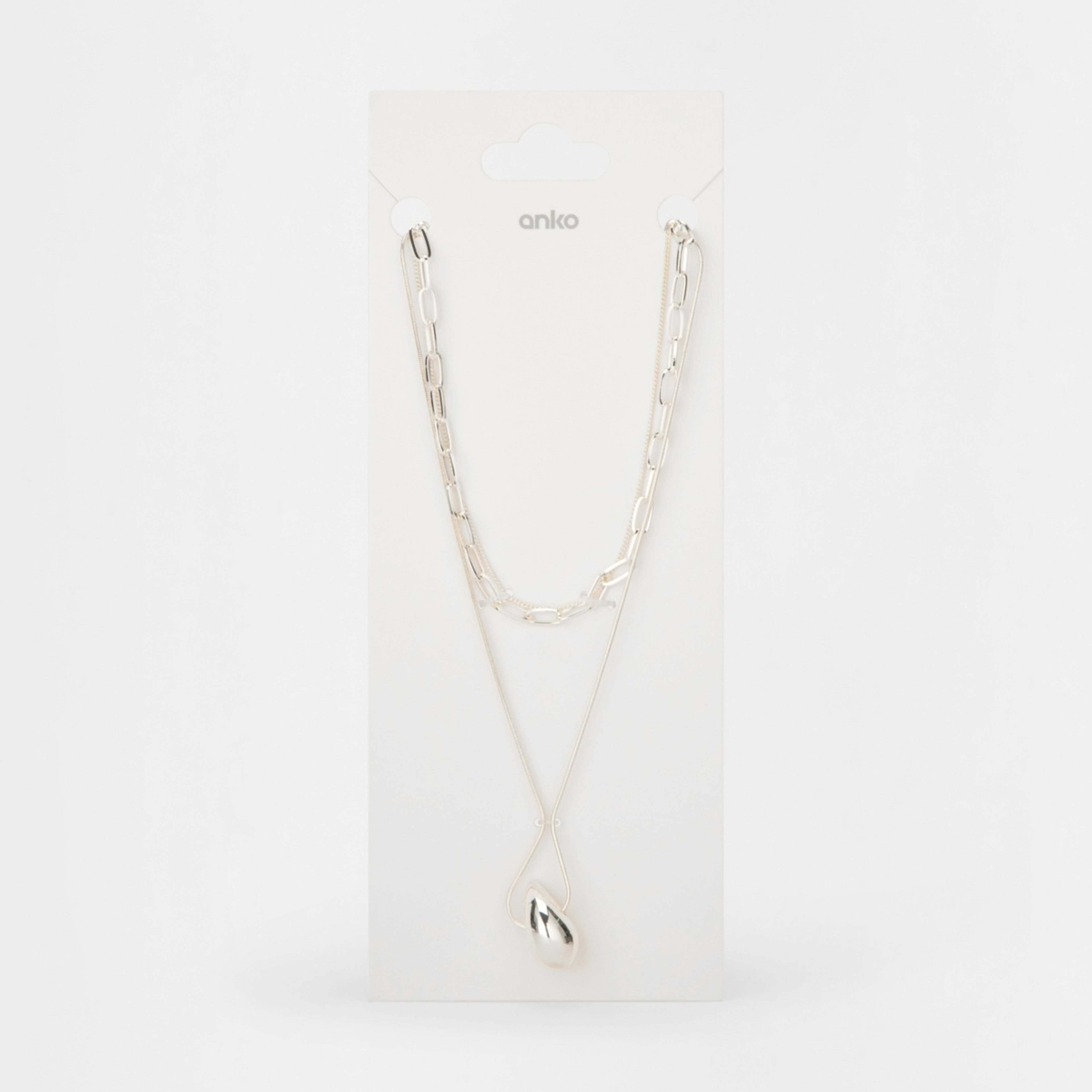 4 Teardrop 3 Layered Necklace - Silver Tone, 4 of 4