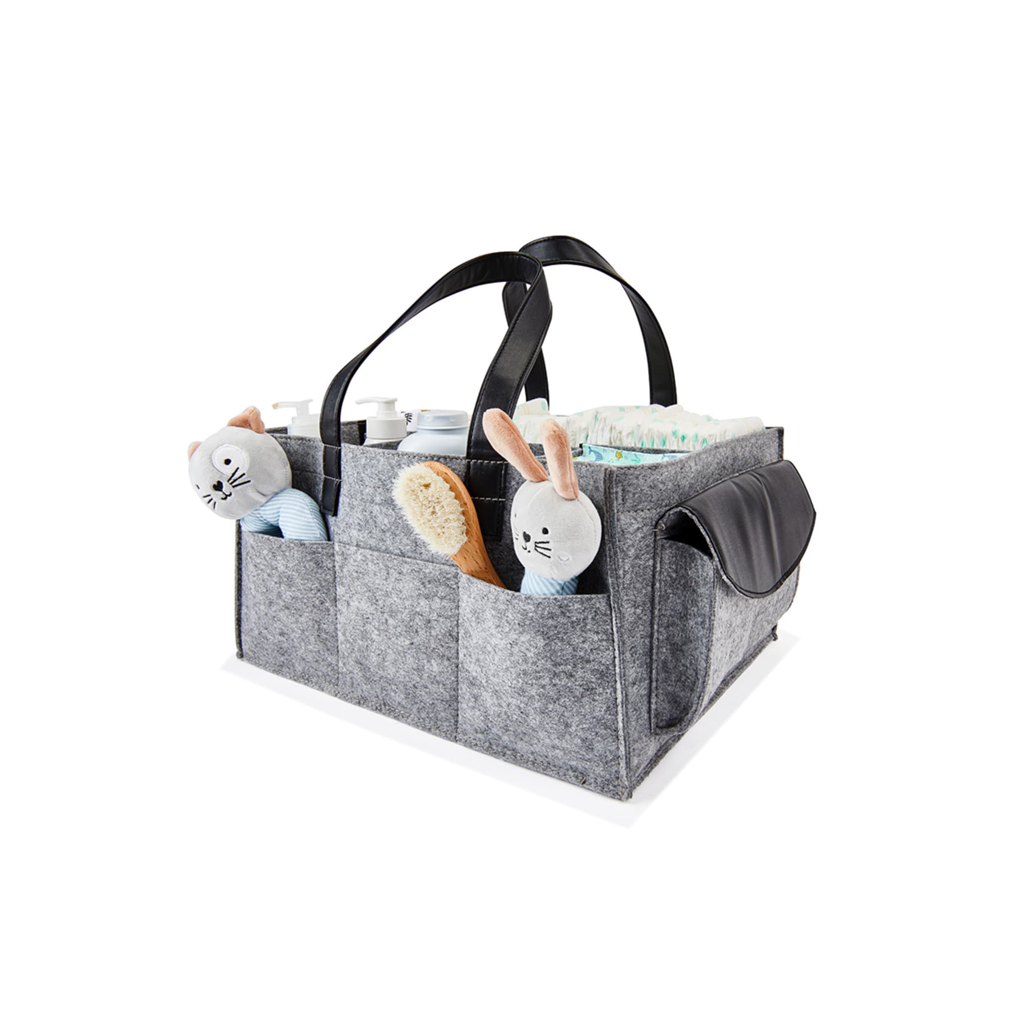 Large Nappy Caddy Grey and Black Kmart NZ