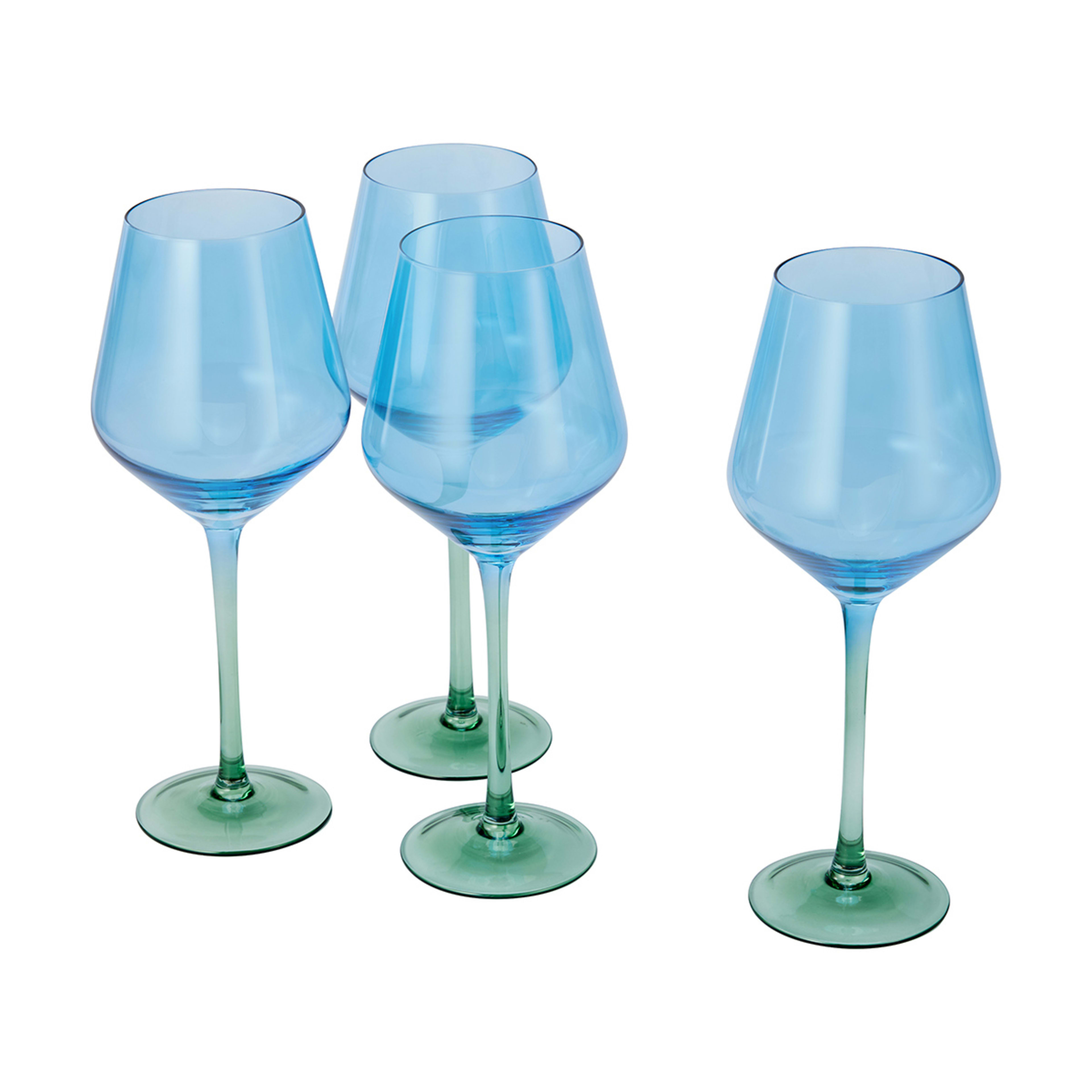 4 Two Tone Blue and Green Wine Glasses Kmart