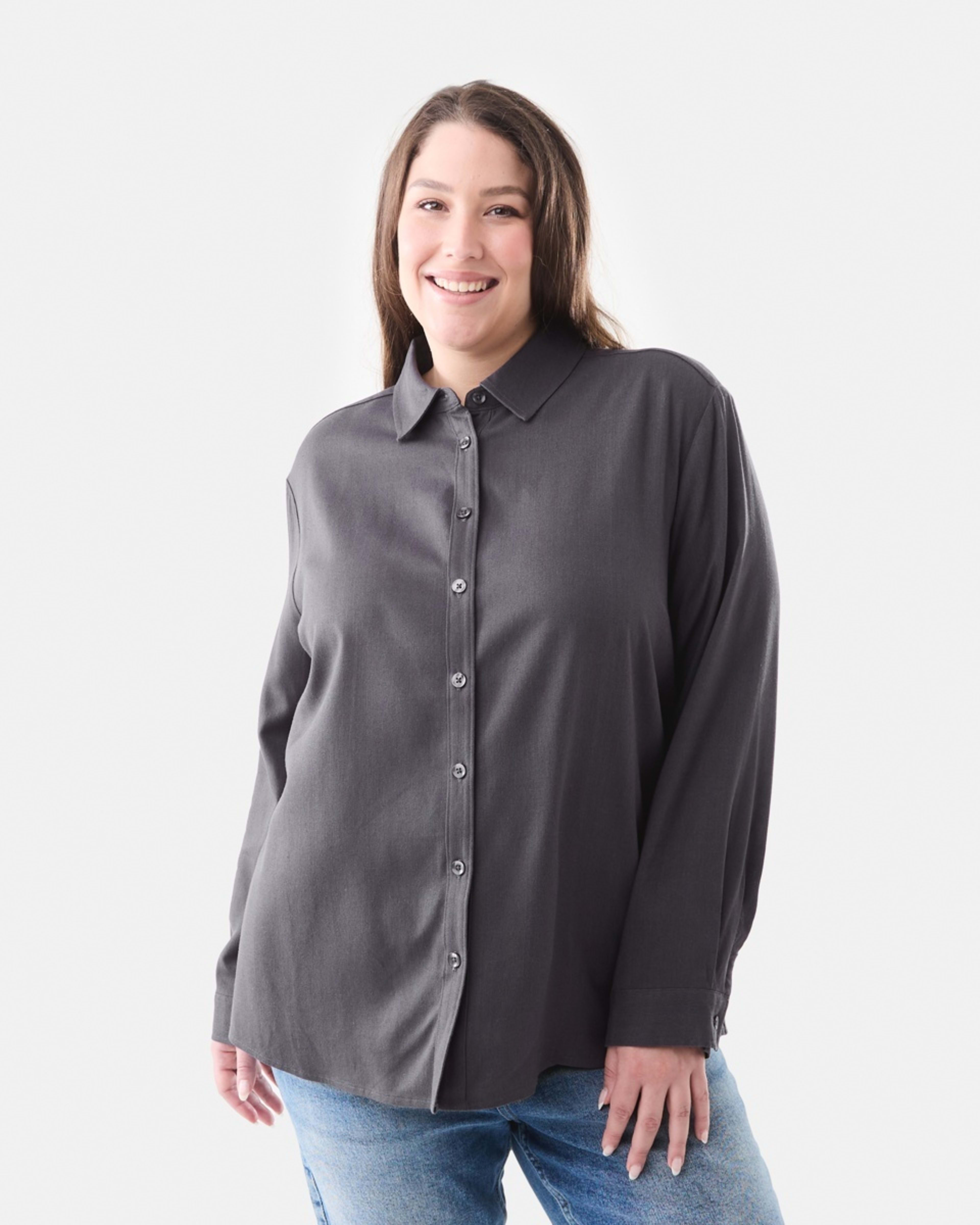 1 Curve Long Sleeve Linen Shirt Nine Navy