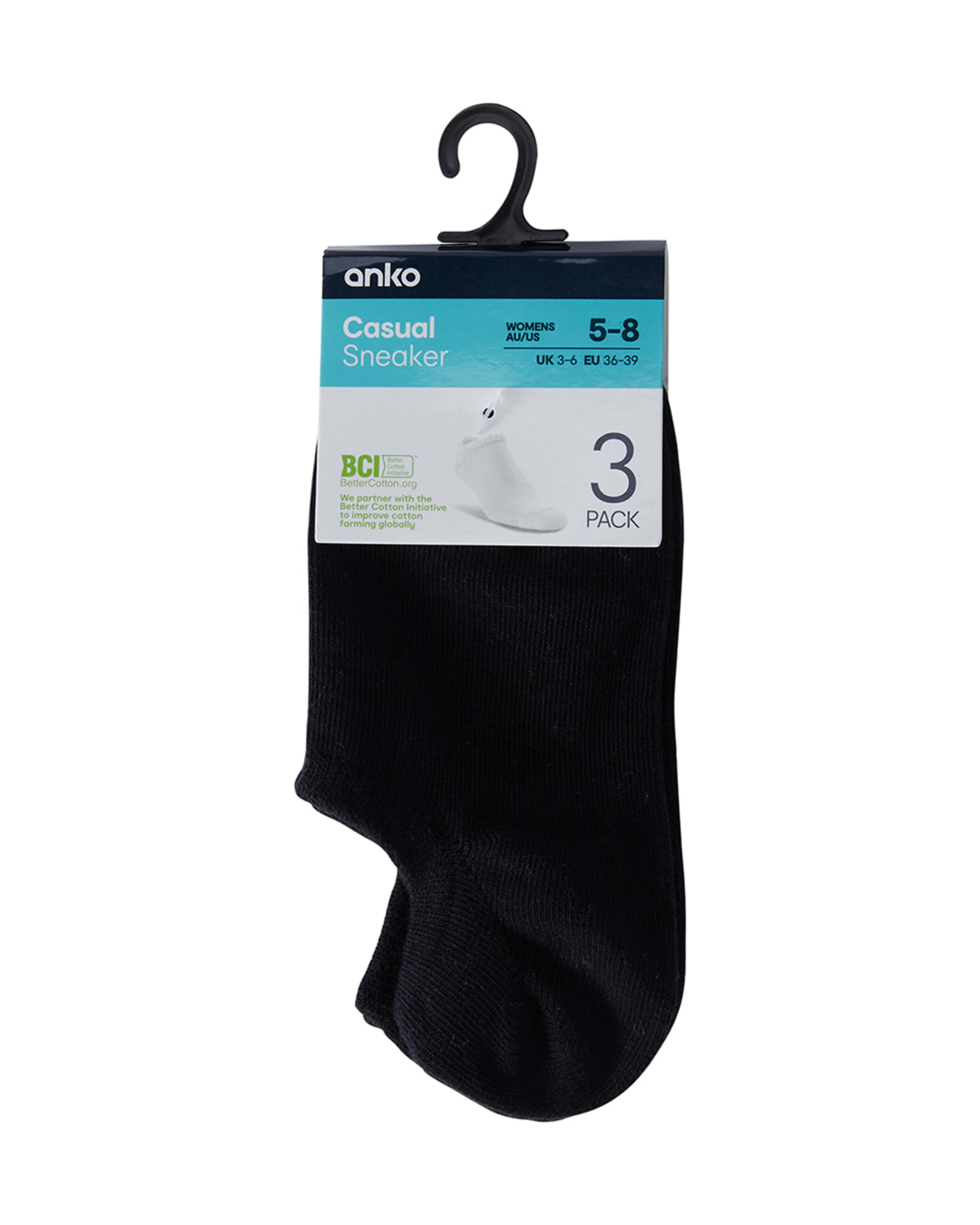 3 3 Pack Sneaker Socks BLACK, 3 of 3