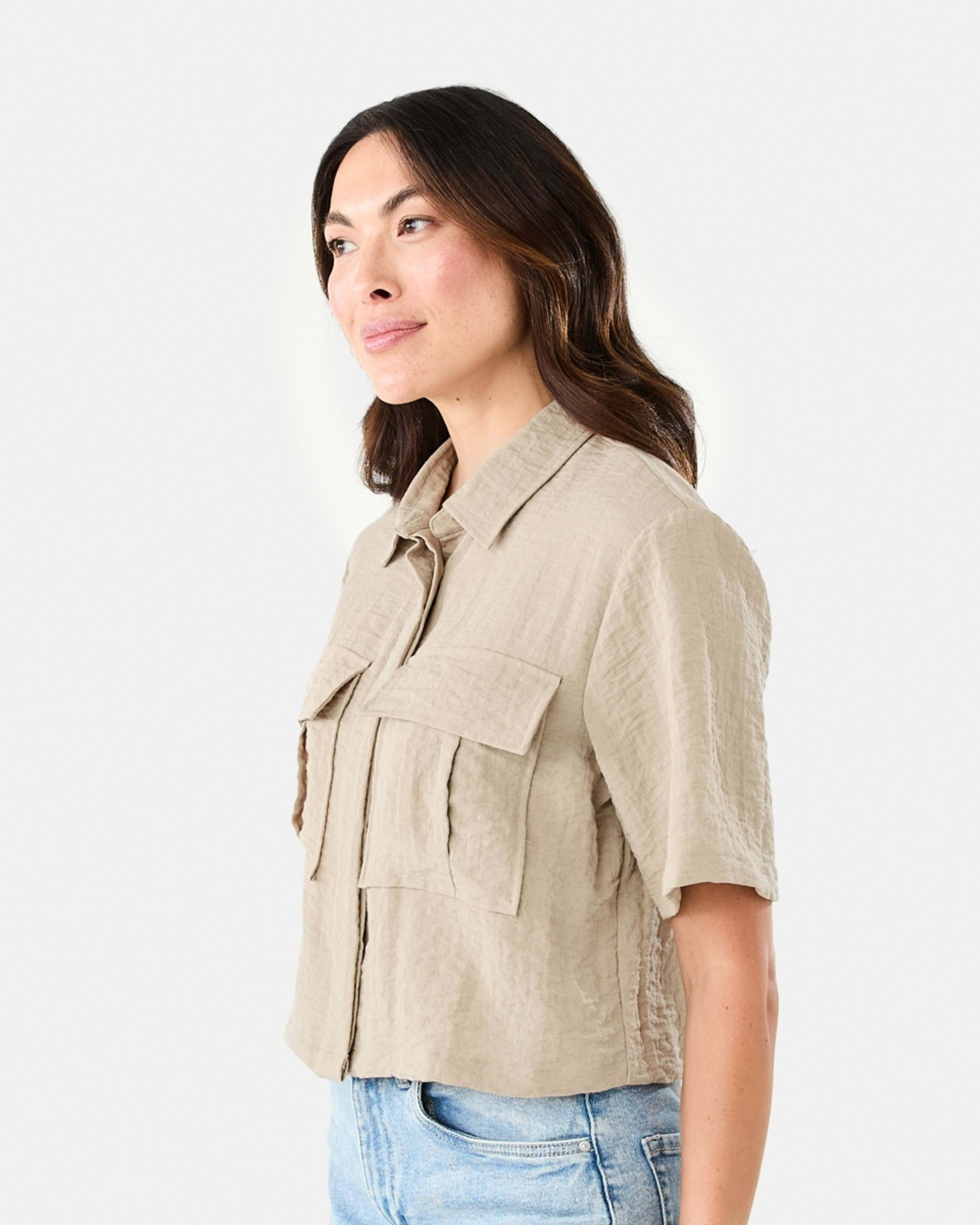 2 Short Sleeve Double Pocket Utility Shirt Peanut, 2 of 6
