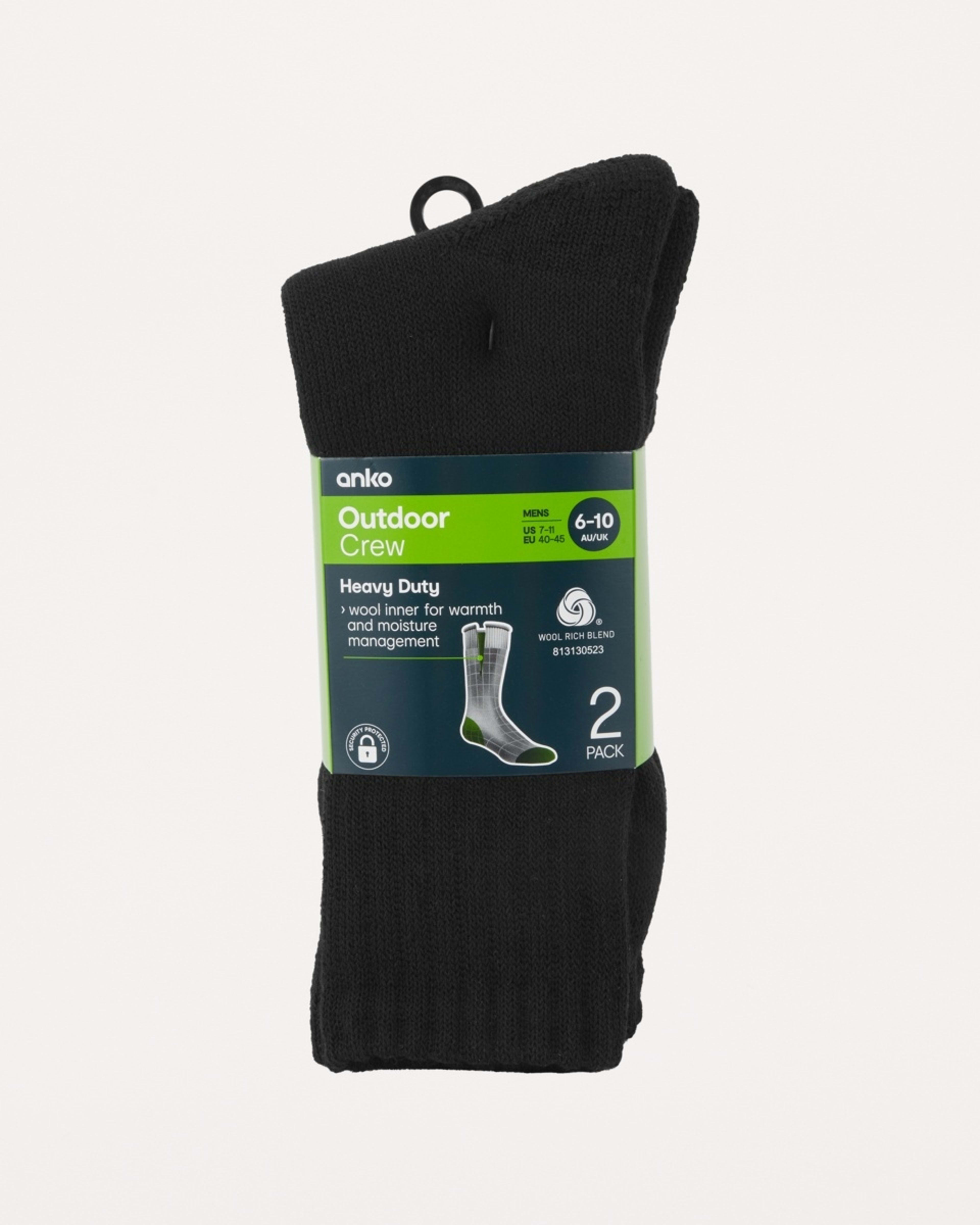 3 2 Pack Wool Blend Crew Socks BLACK WOOL SOCK, 3 of 3
