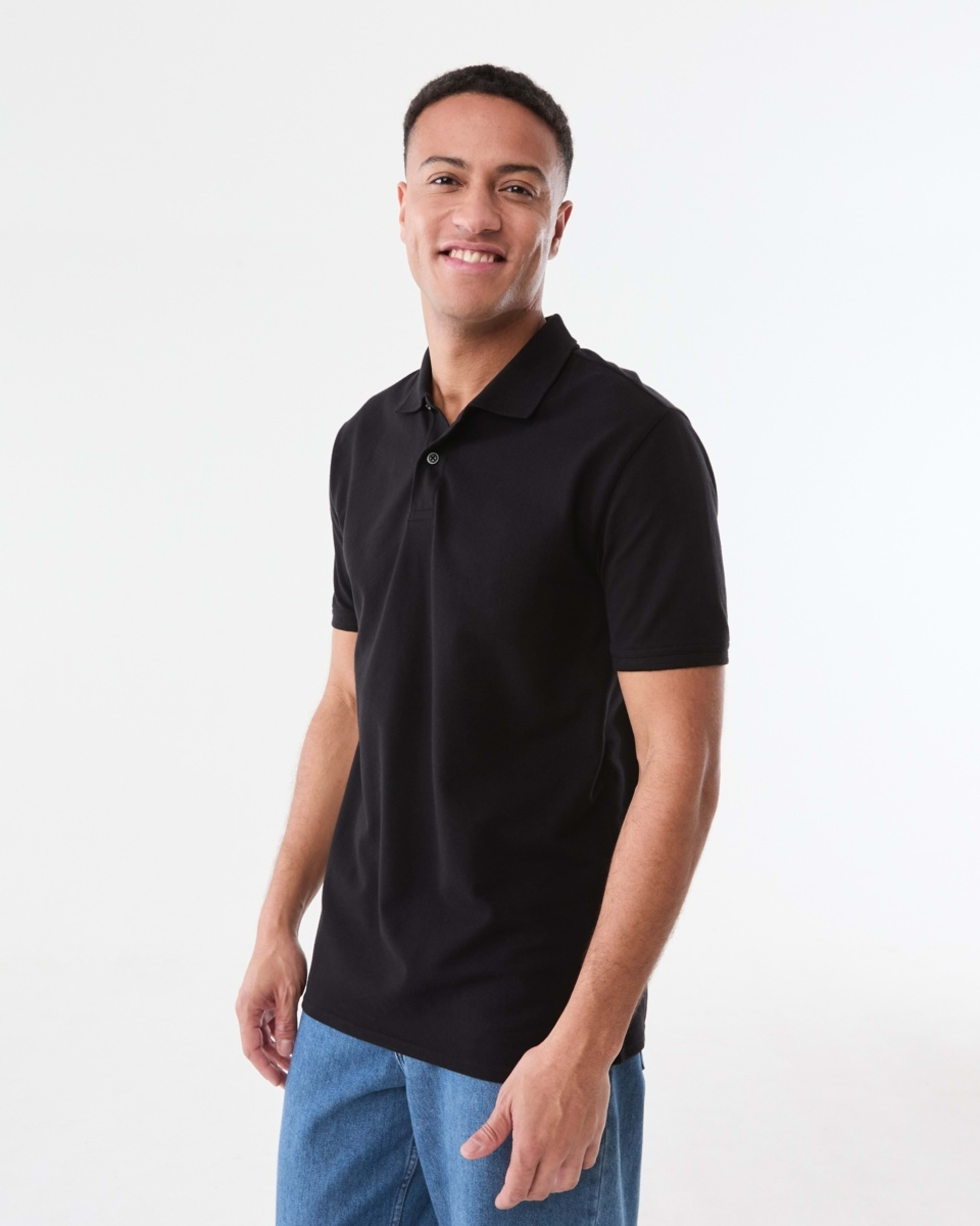 2 Basic Pique Polo BLACK, 2 of 7
