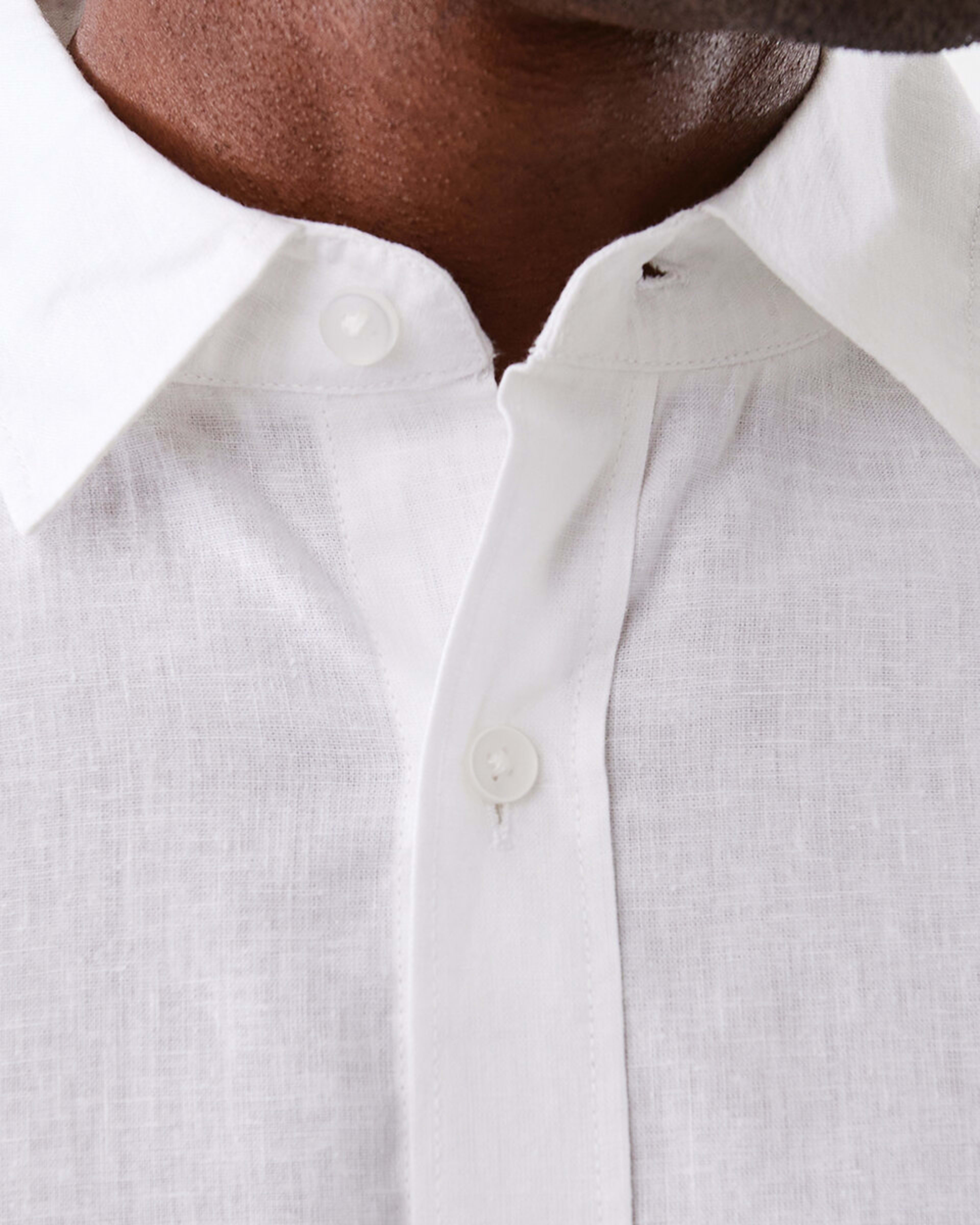 5 Long Sleeve Solid Linen Blend Shirt White, 5 of 8