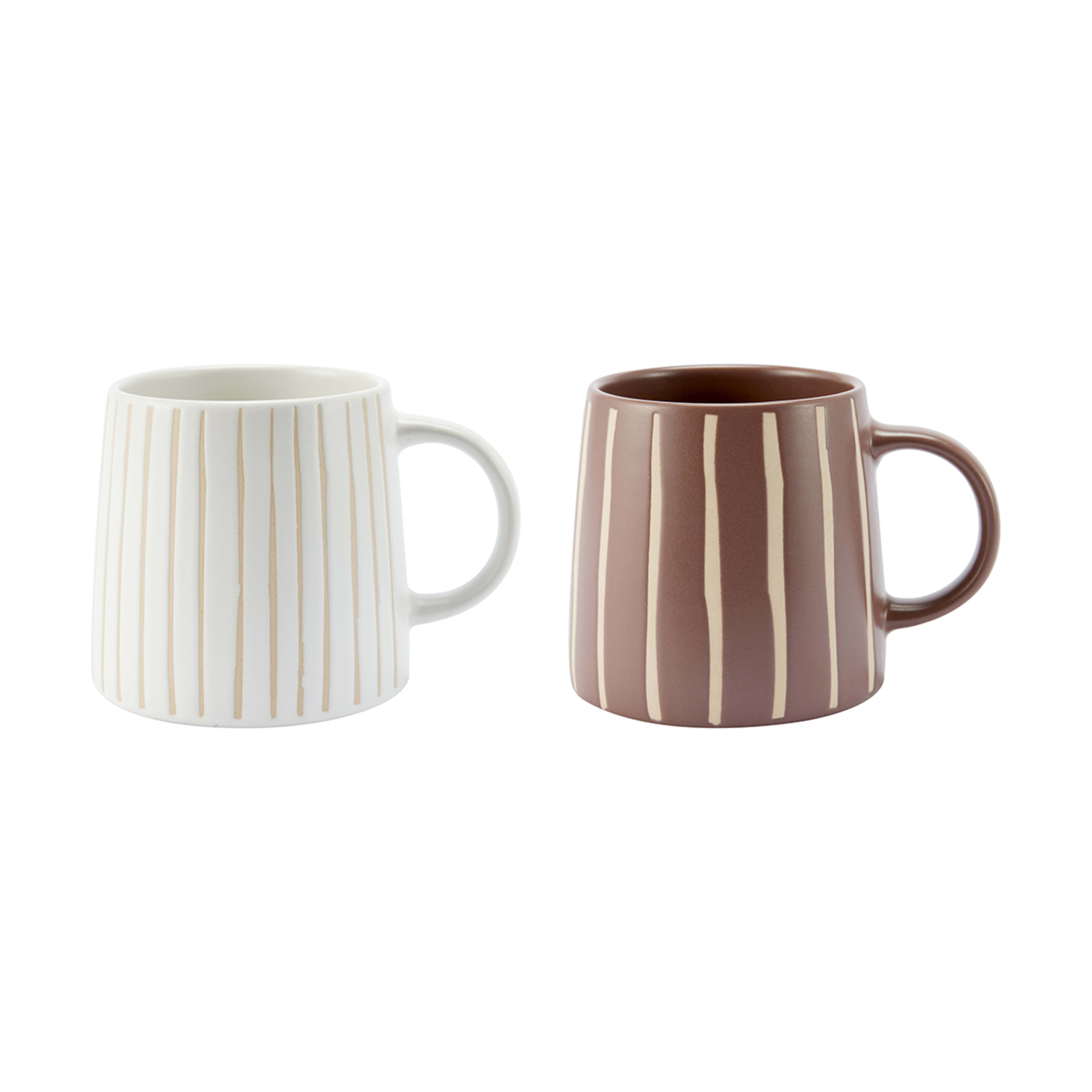 2 Striped Stoneware Mugs Kmart