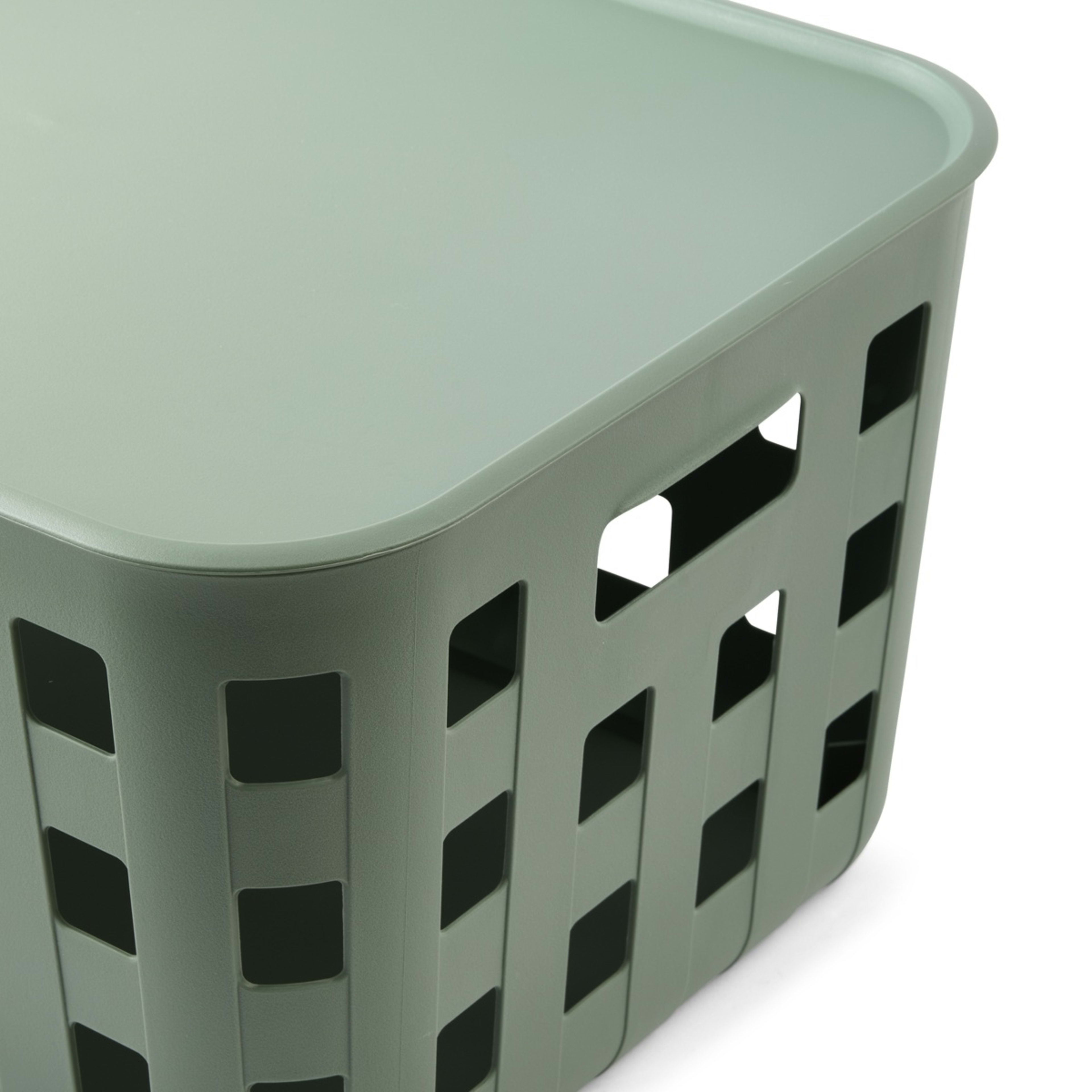 6 28L Rectangle Trellis Basket with Lid - Green, 6 of 9