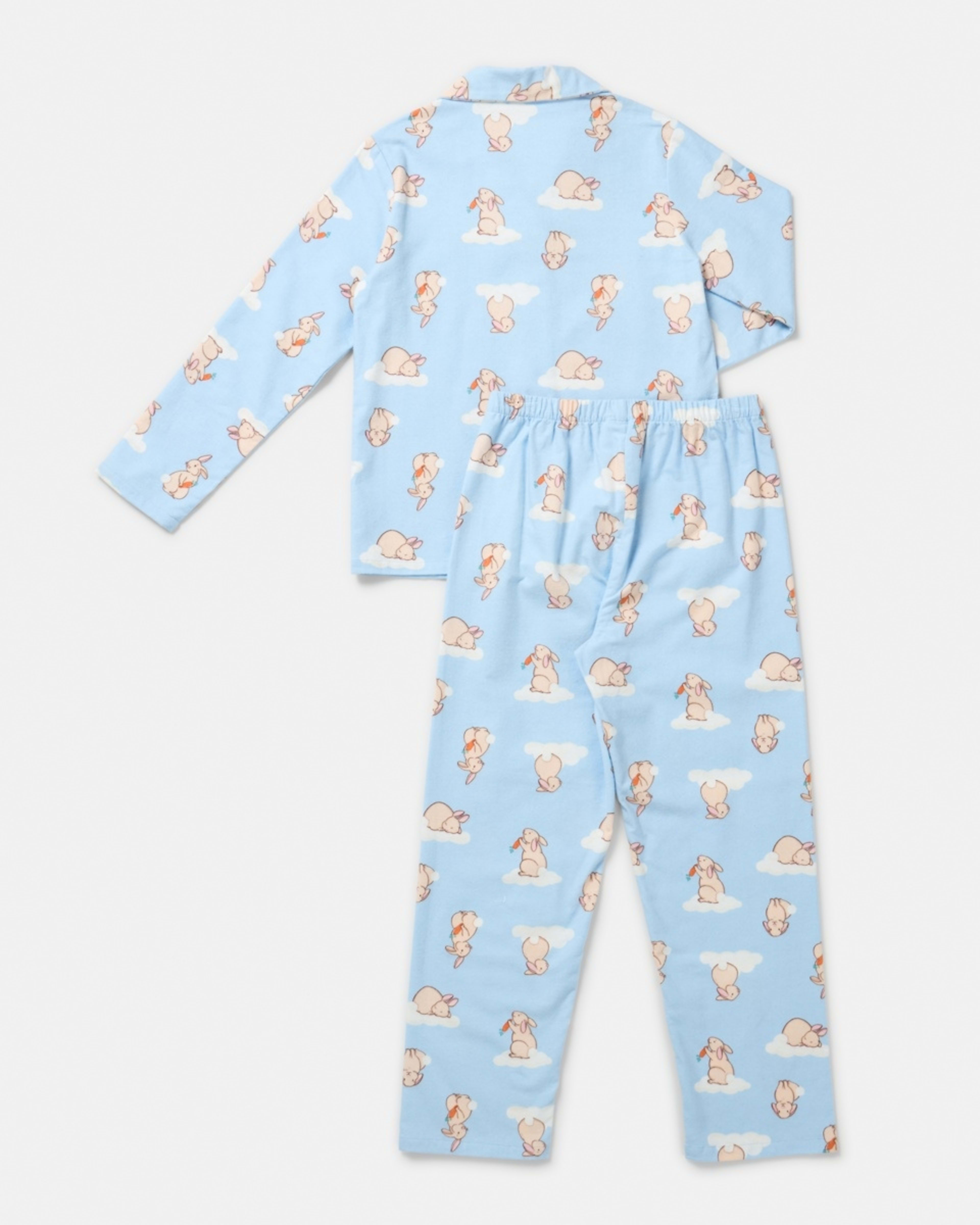 8 Flannelette Pyjama Set Blu Bunny, 8 of 10