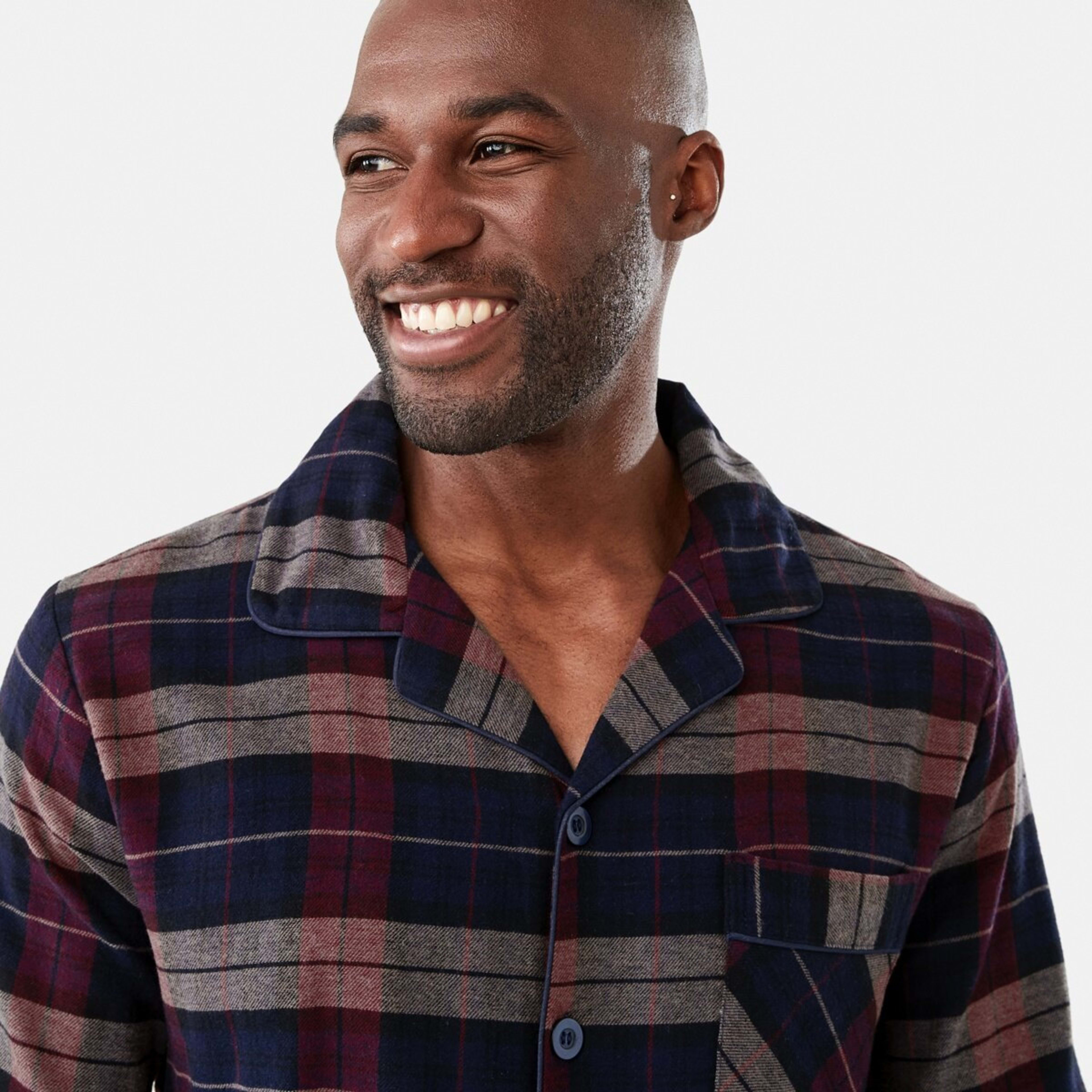 4 Long Sleeve Woven Button Through Pyjama Set Earthwatch Check, 4 of 8