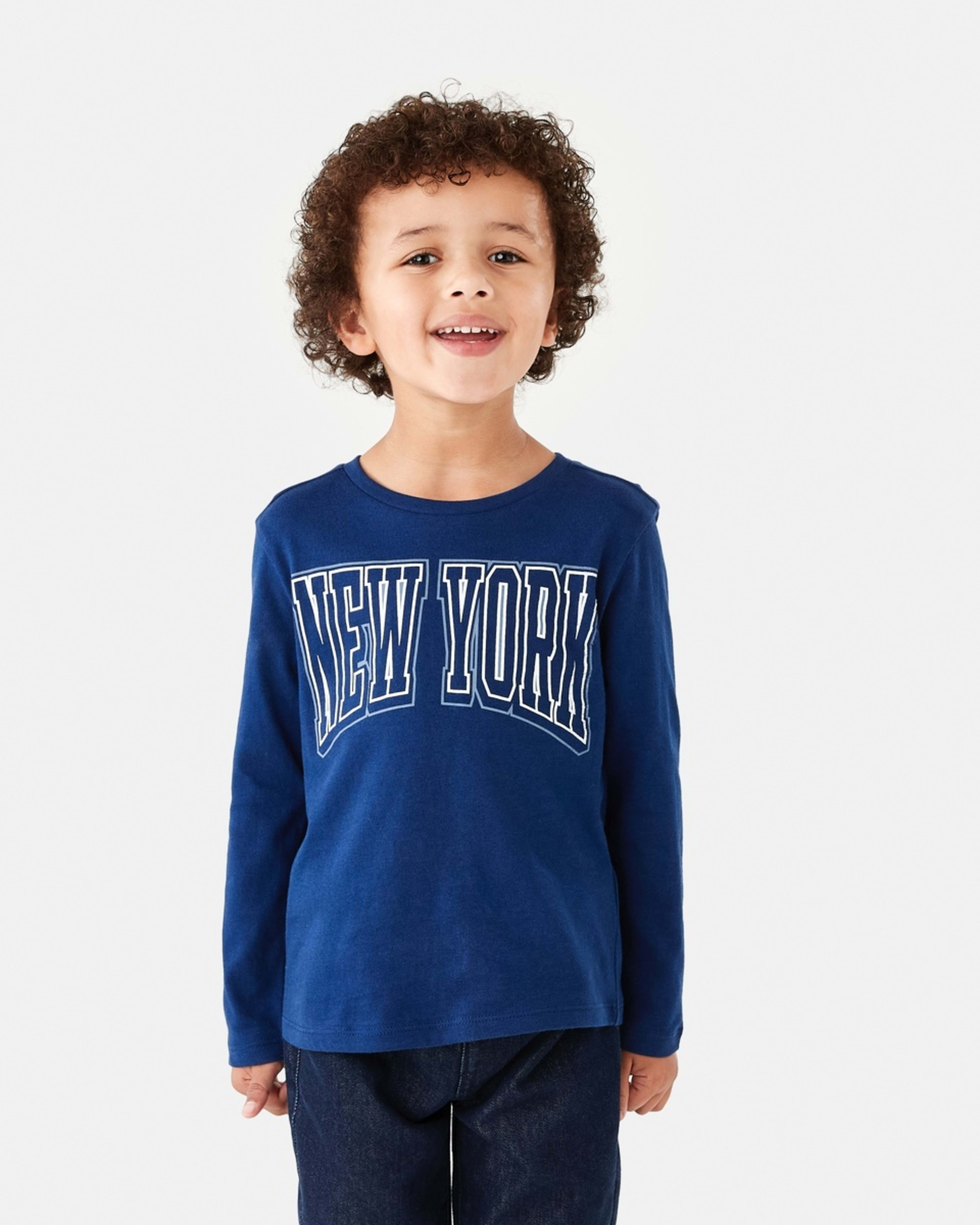 1 Long Sleeve Print T-shirt Blu Varsty
