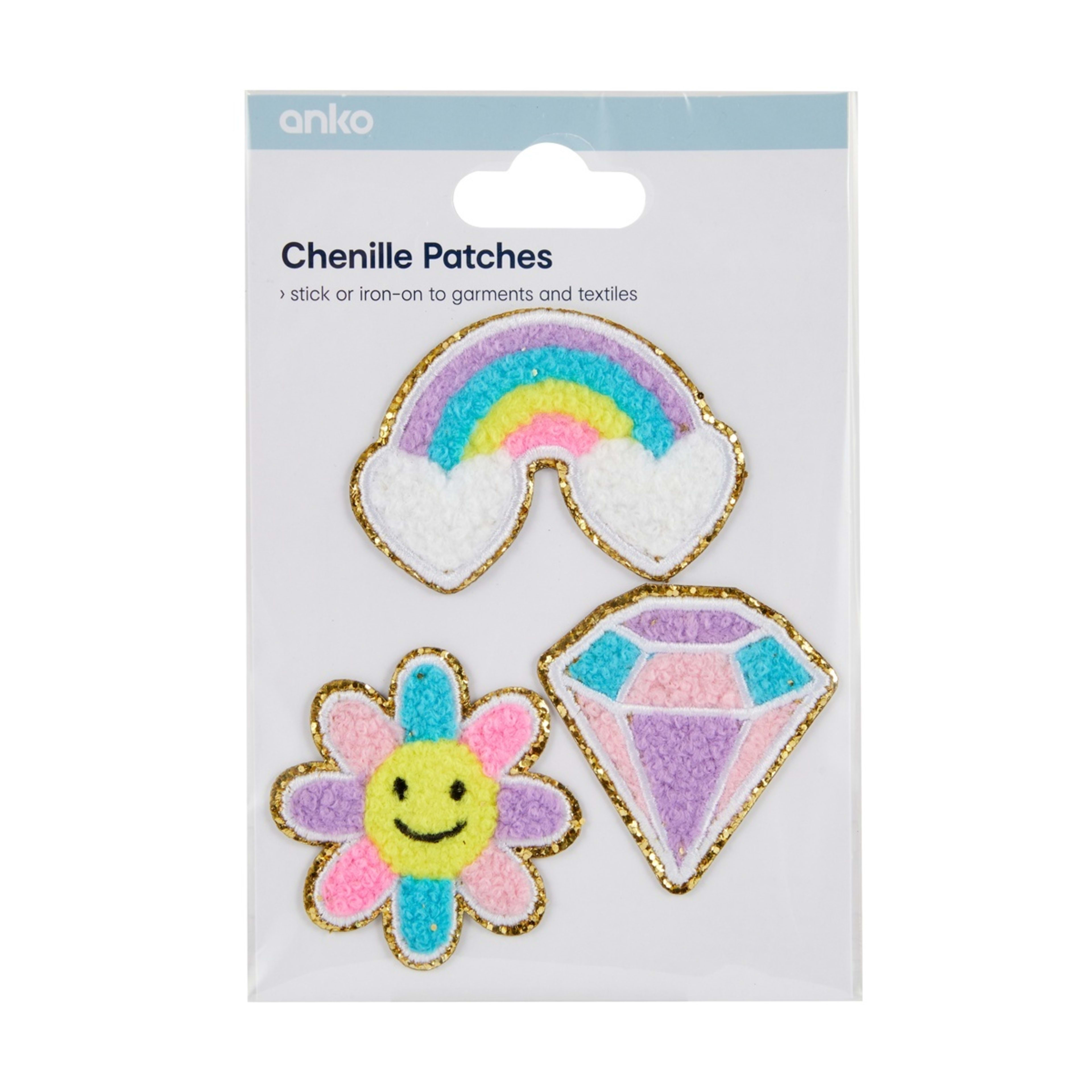 1 3 Piece Chenille Patches - Cloud Rainbow, 1 of 2