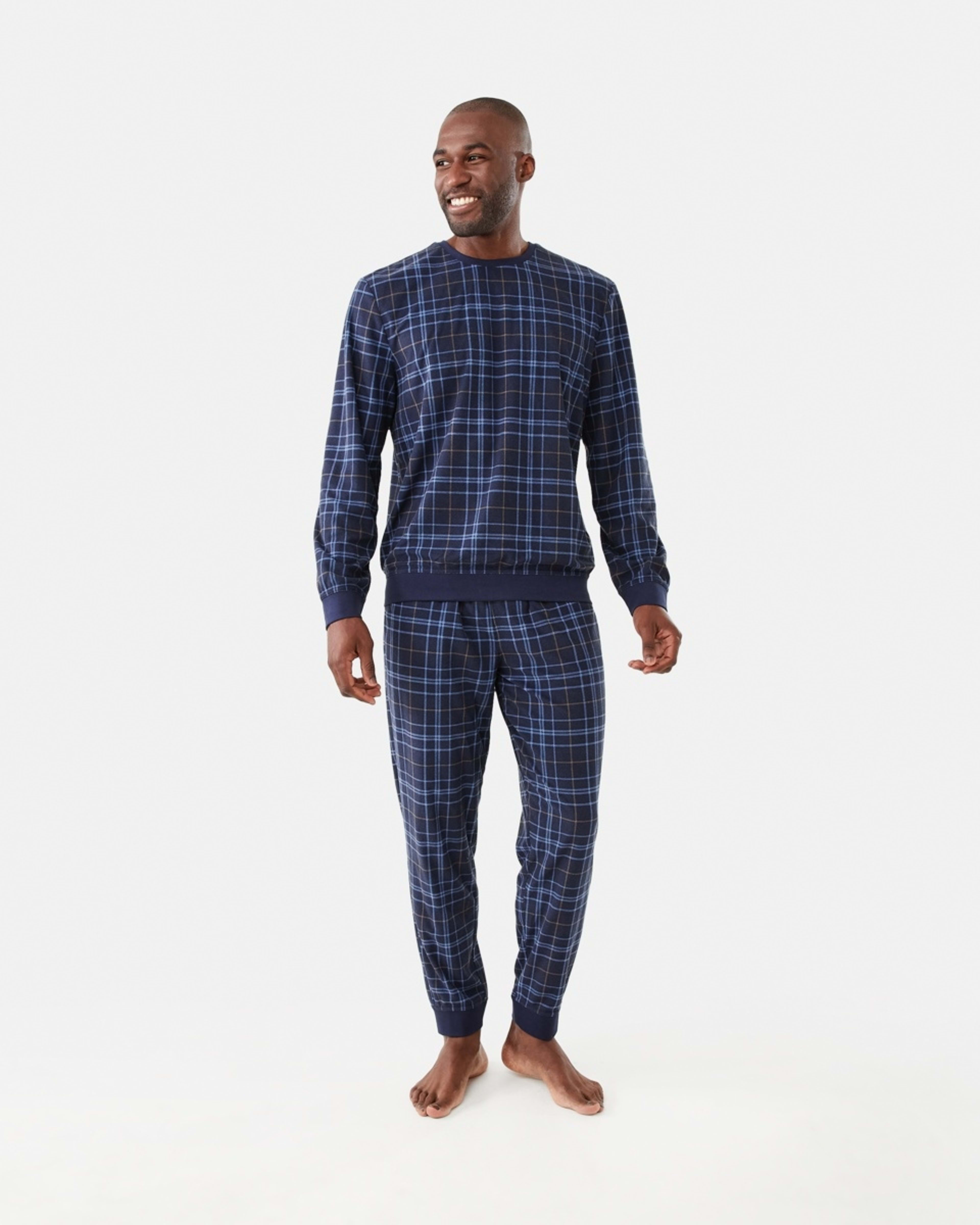 1 Long Sleeve Matching Jogger Pants Pyjama Set Lake Check