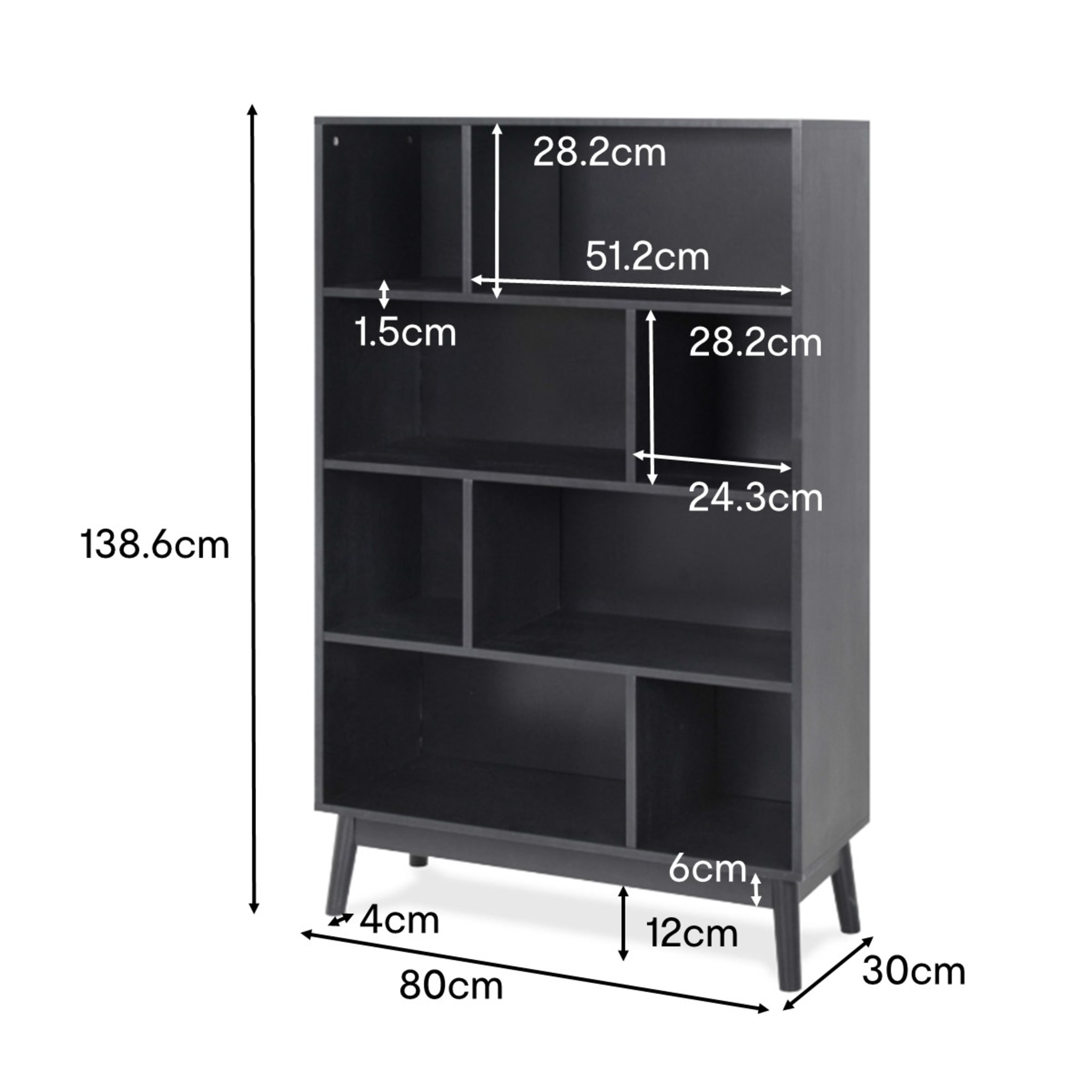 Thorne Bookshelf Black Kmart