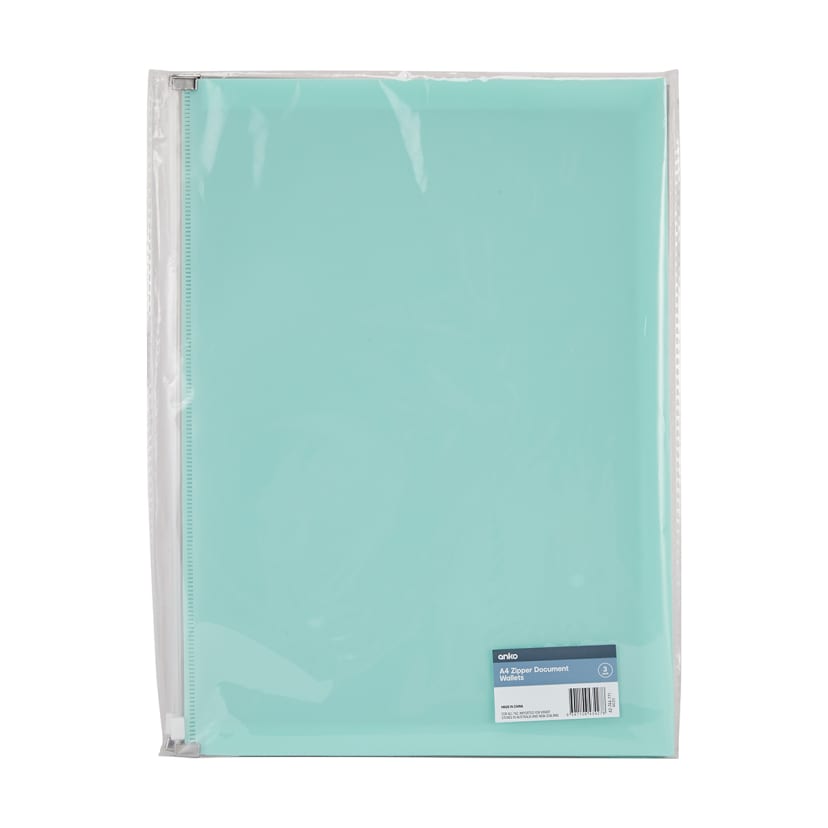 3 Pack A4 Zipper Document Wallet Kmart