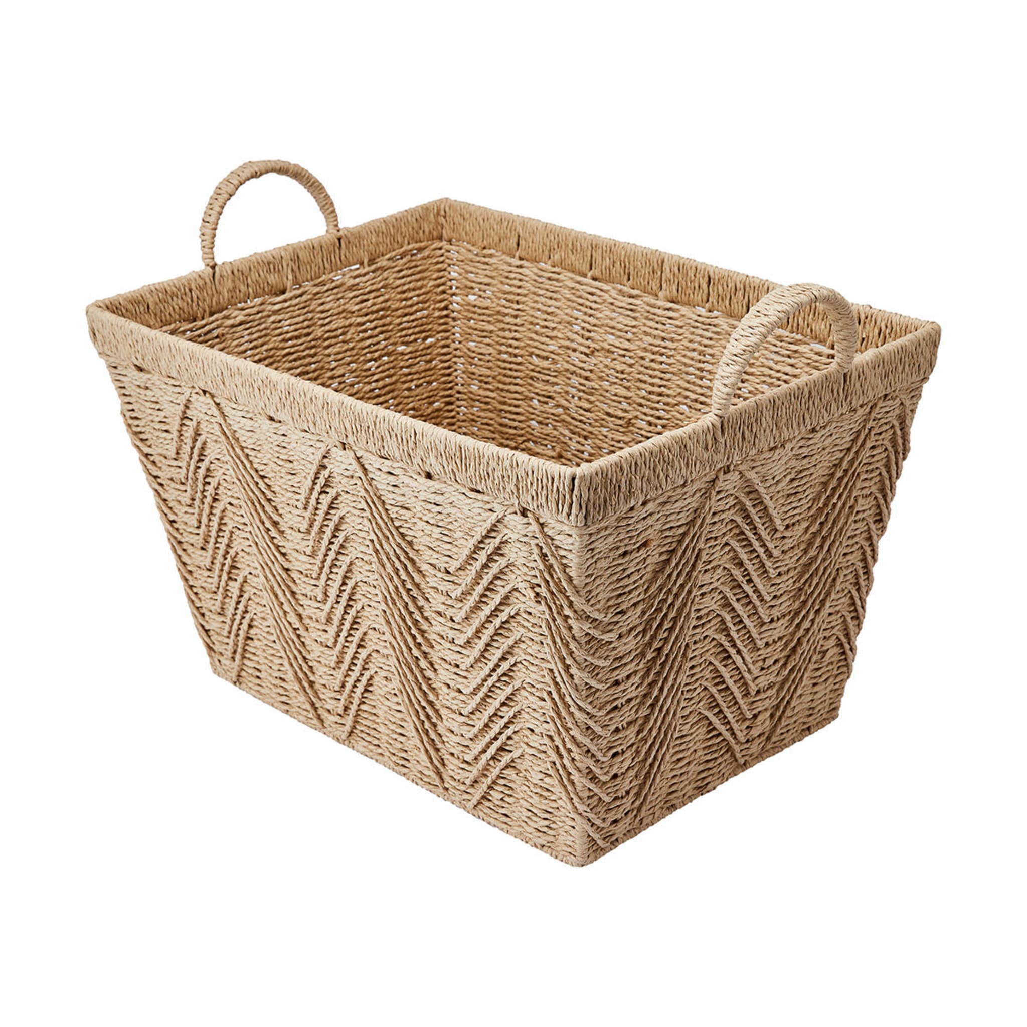 Rectangle Herringbone Paper Rope Basket - Natural - Kmart