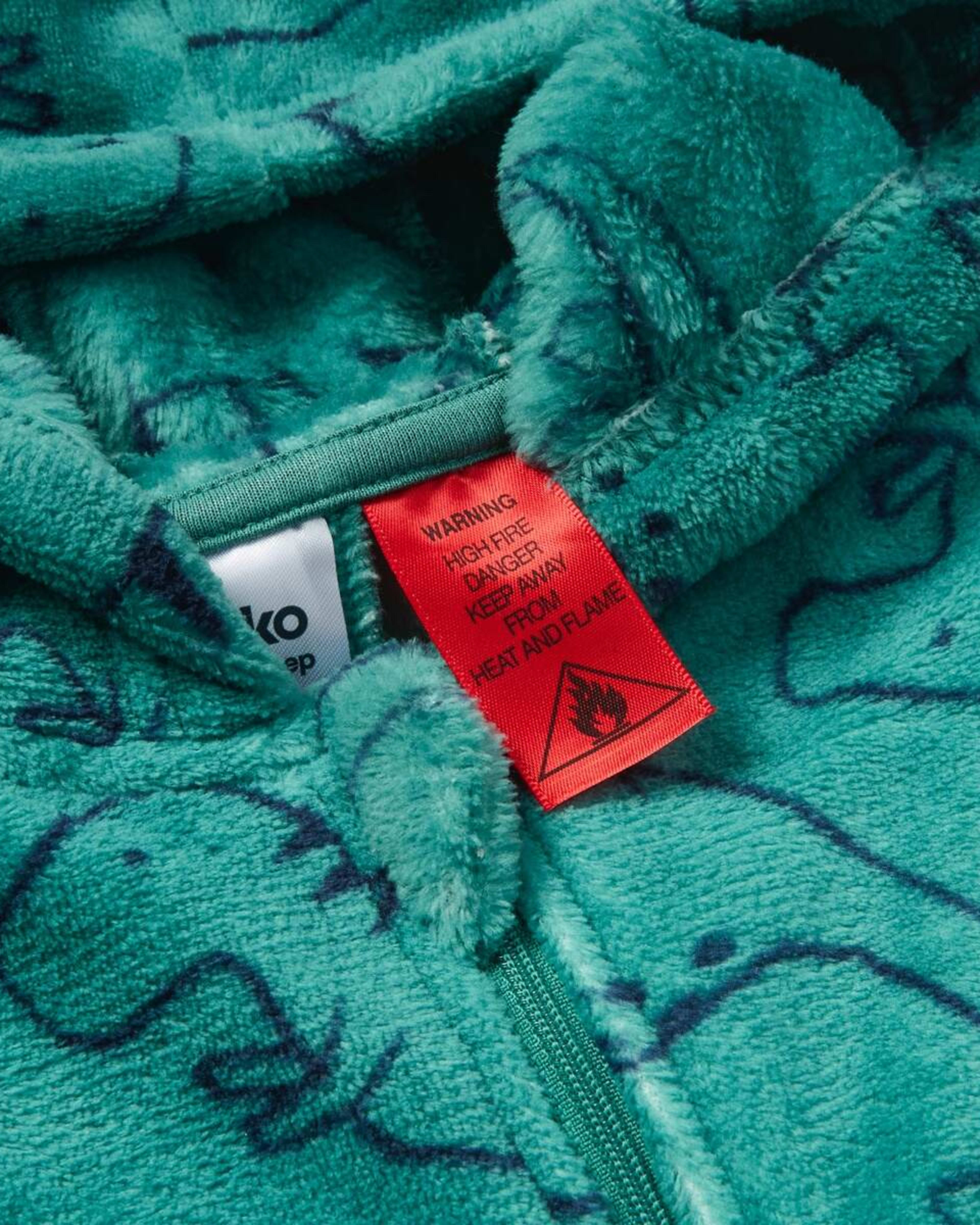 8 Novelty Fluffy All-In-One Sleepsuit Green Dino Linework, 8 of 9