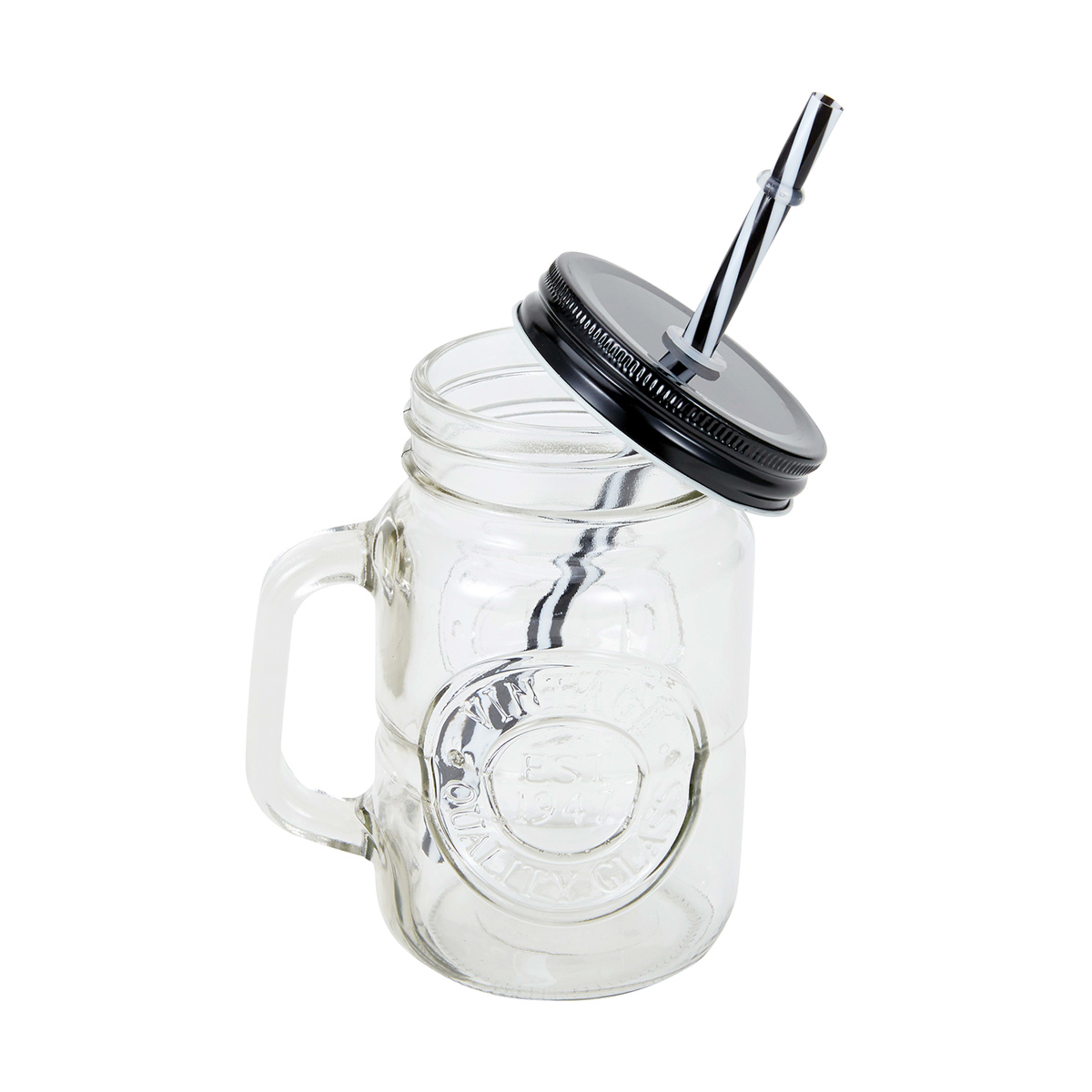 Badge Drink Jar and Straw Kmart