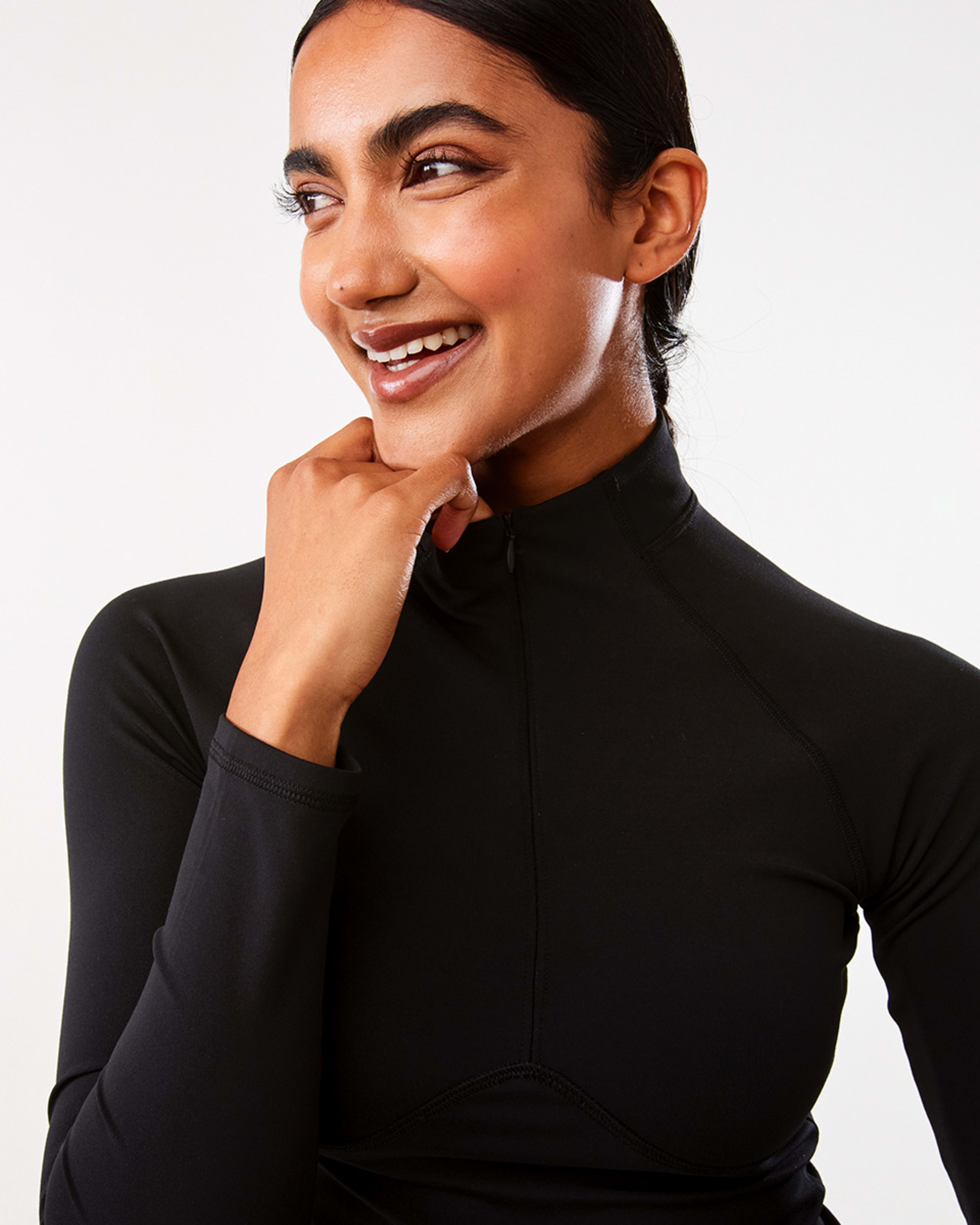 8 Active Womens Long Sleeve 1/4 Zip Ultrasoft Top BLACK, 8 of 10