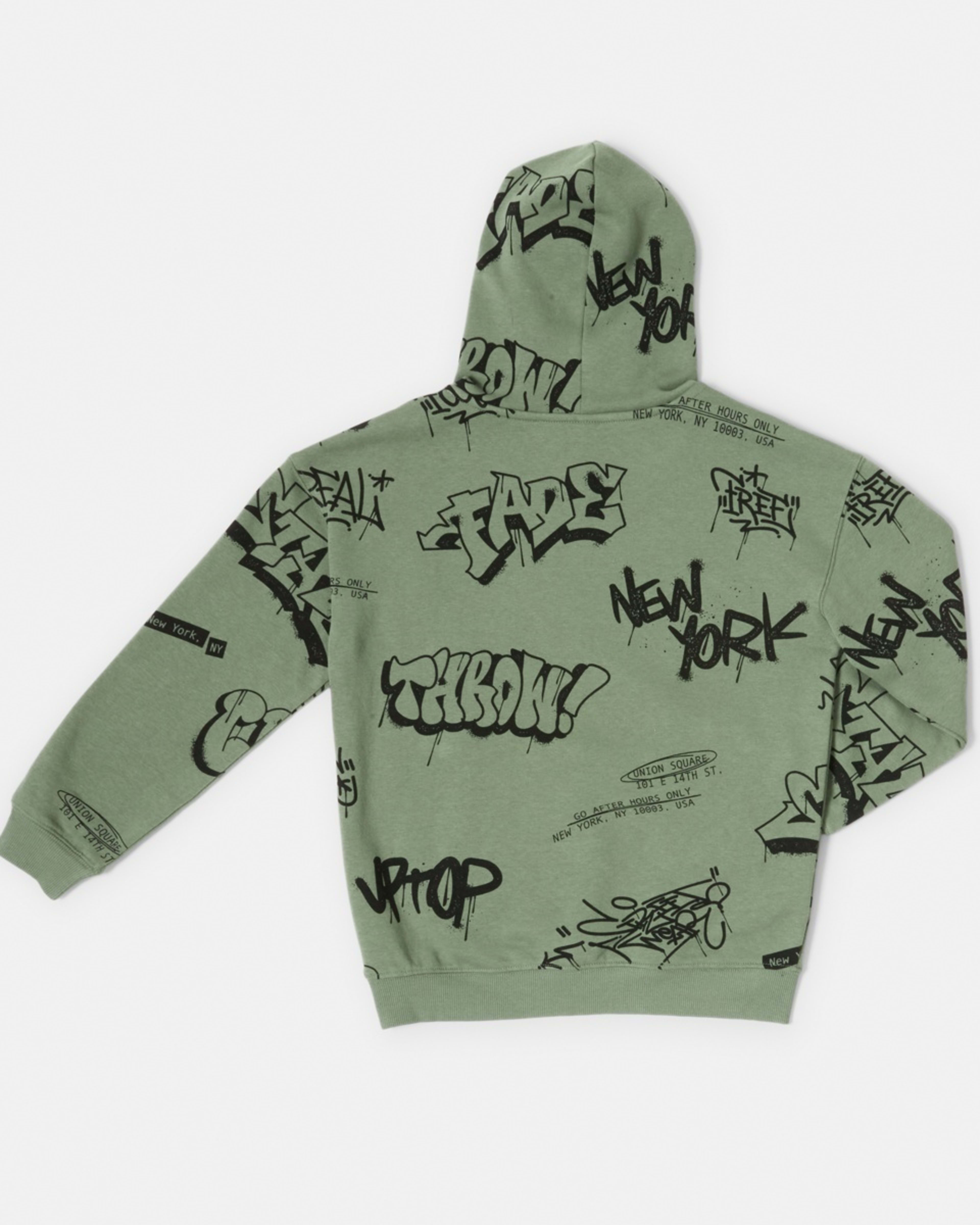 9 Print Pullover Hoodie With Pocket Grn Grfiti, 9 of 9