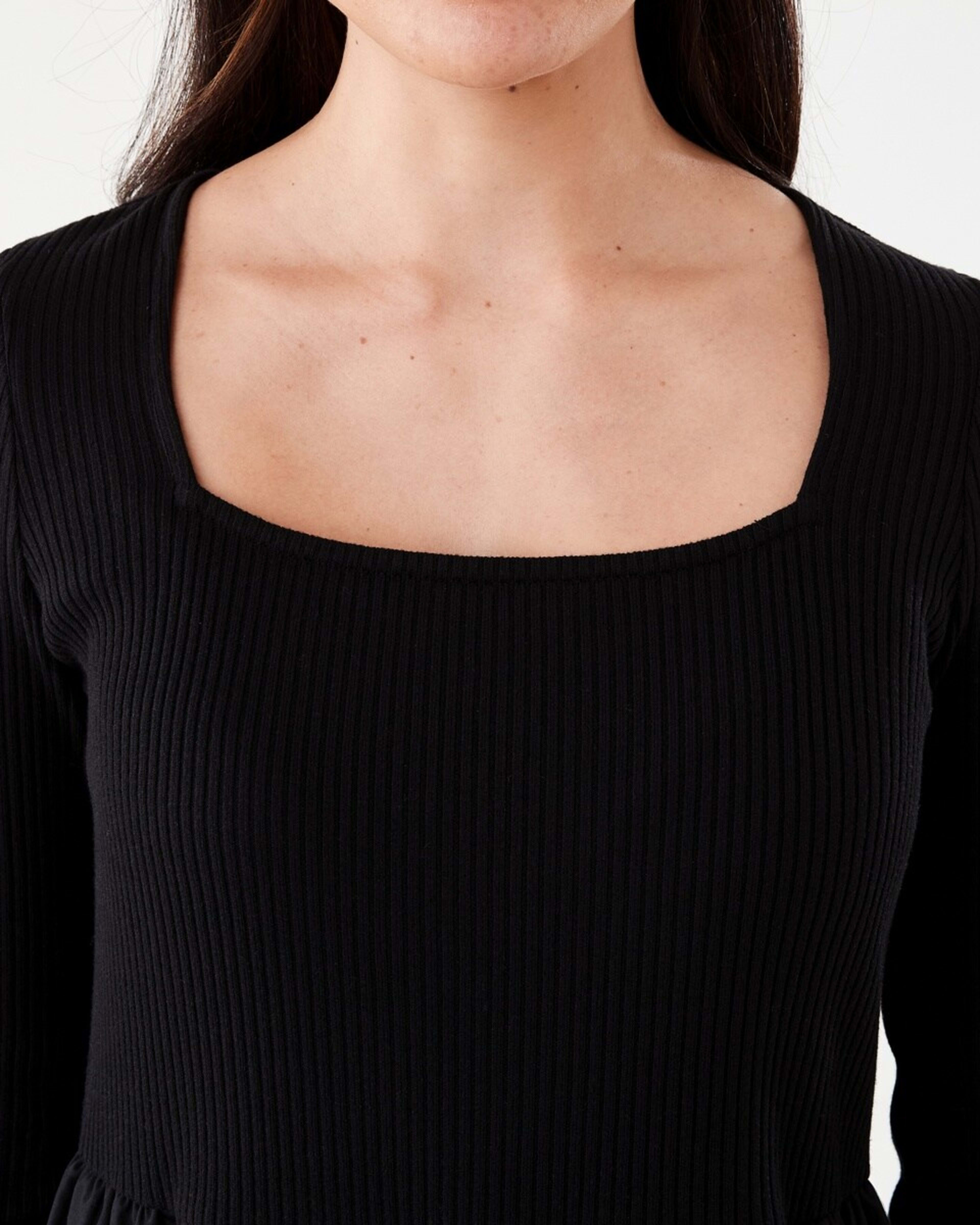 5 Long Sleeve Knit Woven Midi Dress Black, 5 of 7
