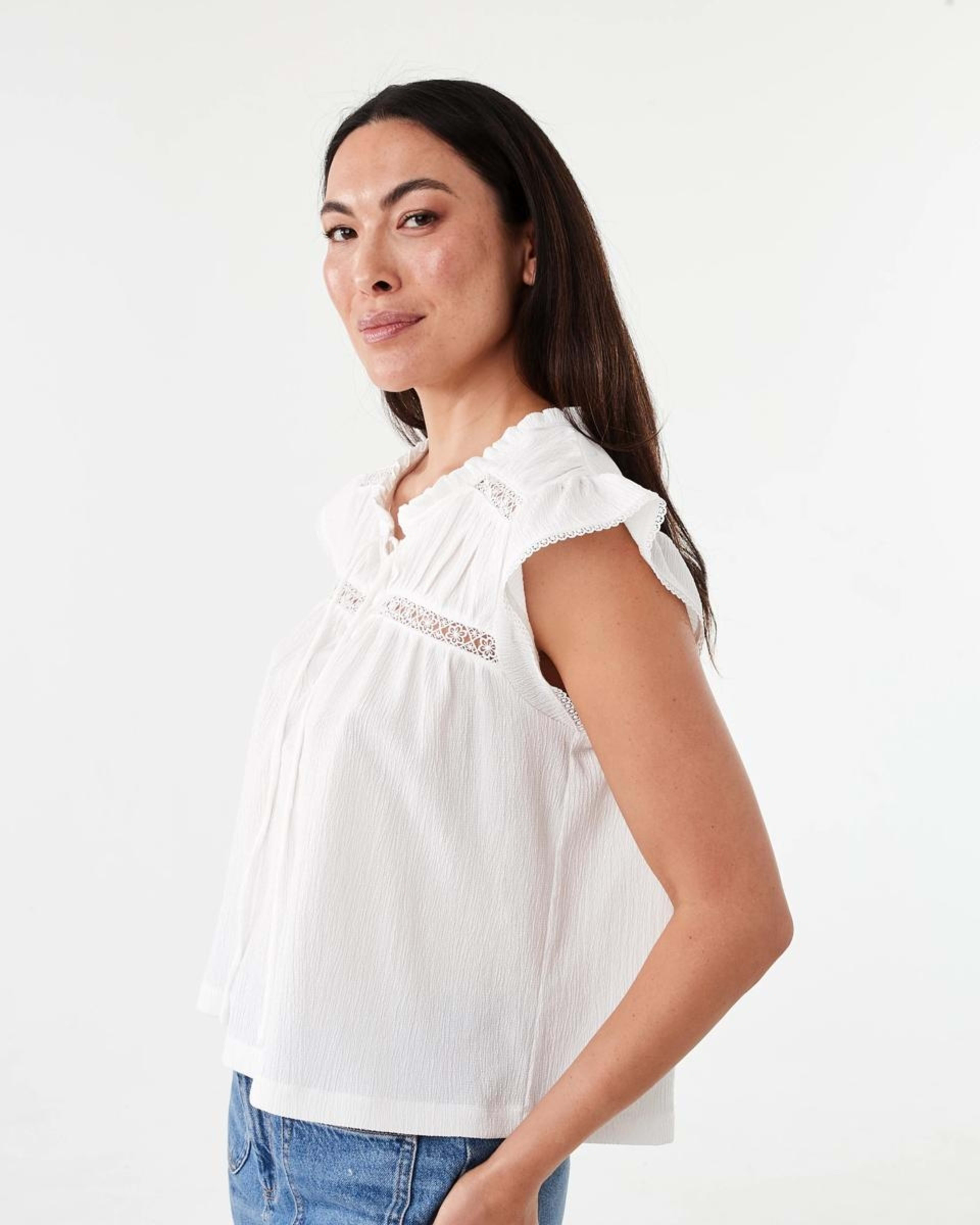 2 Short Sleeve Boho Top Cld White, 2 of 6
