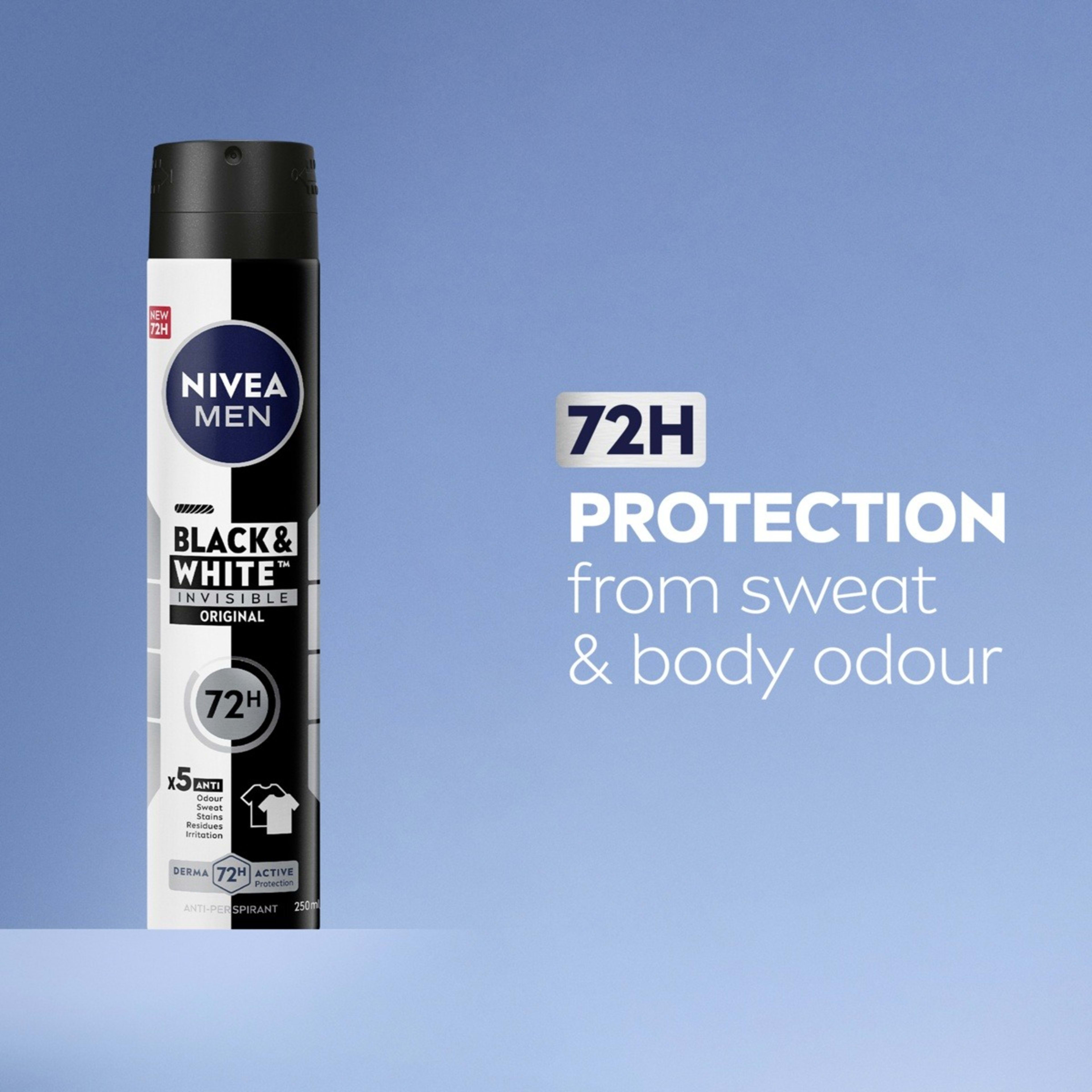 5 Nivea Men Black & White Invisible Original Anti-Perspirant Aerosol Deodorant 250ml, 5 of 7