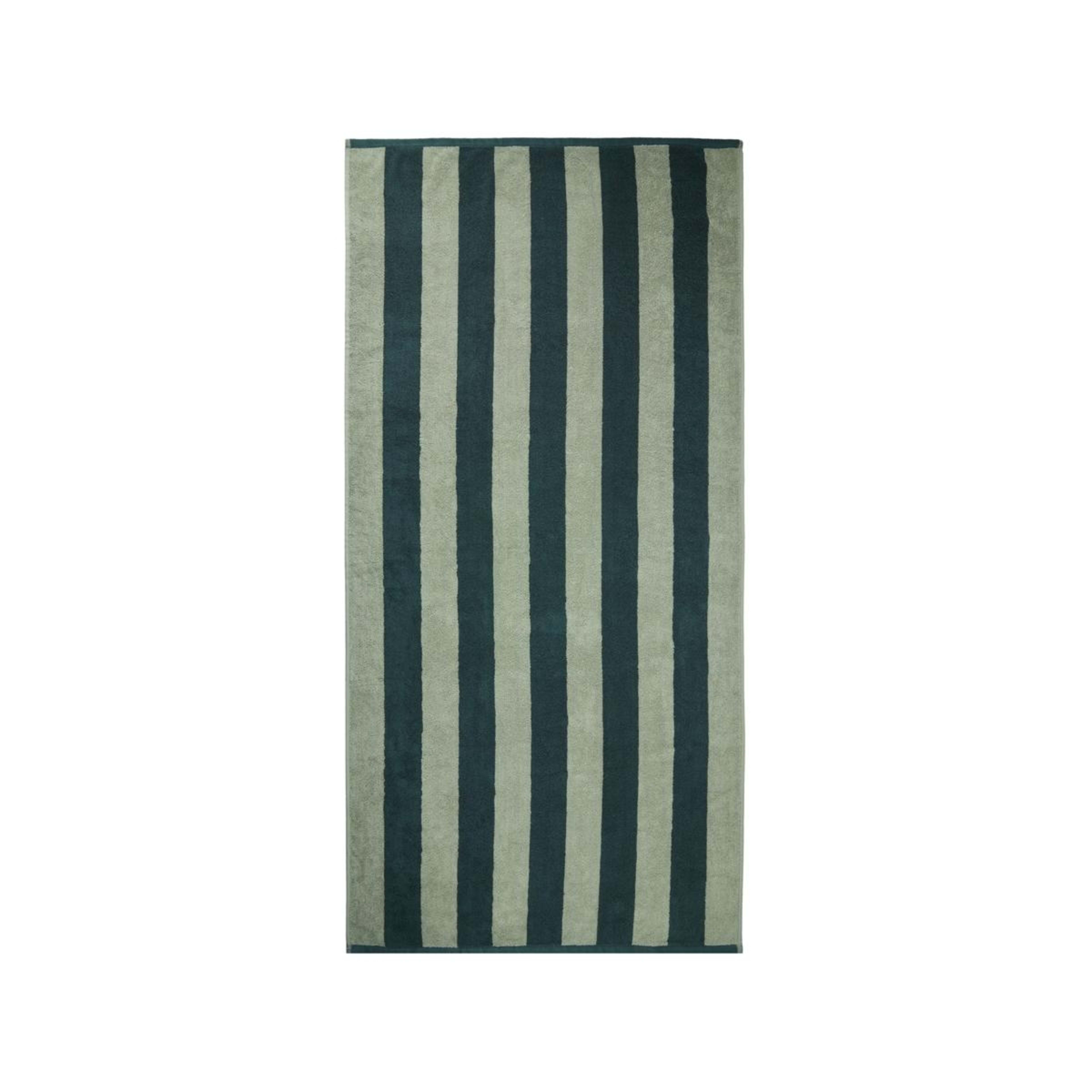 3 Stripe Cotton Bath Towel - Green, 3 of 5