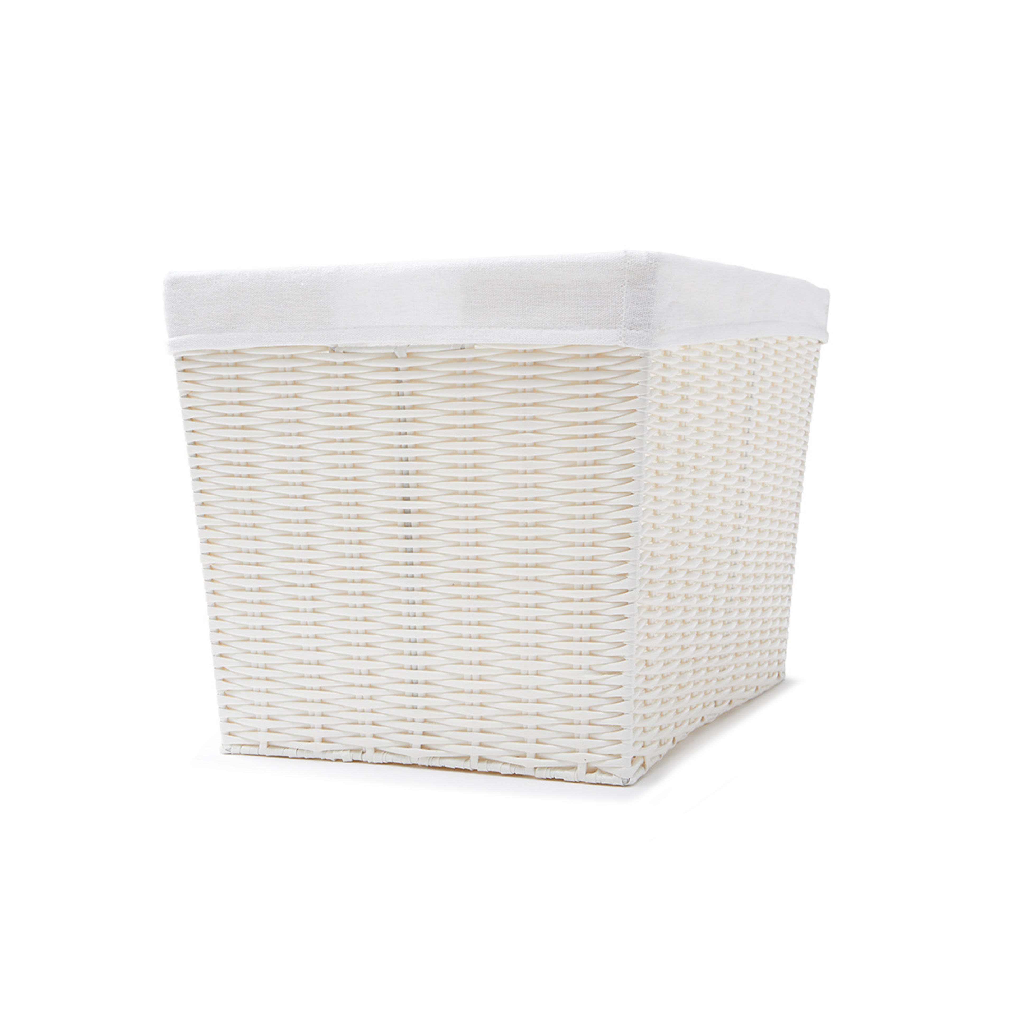 6 Rattan Look Basket with Liner - Large, White, 6 of 8