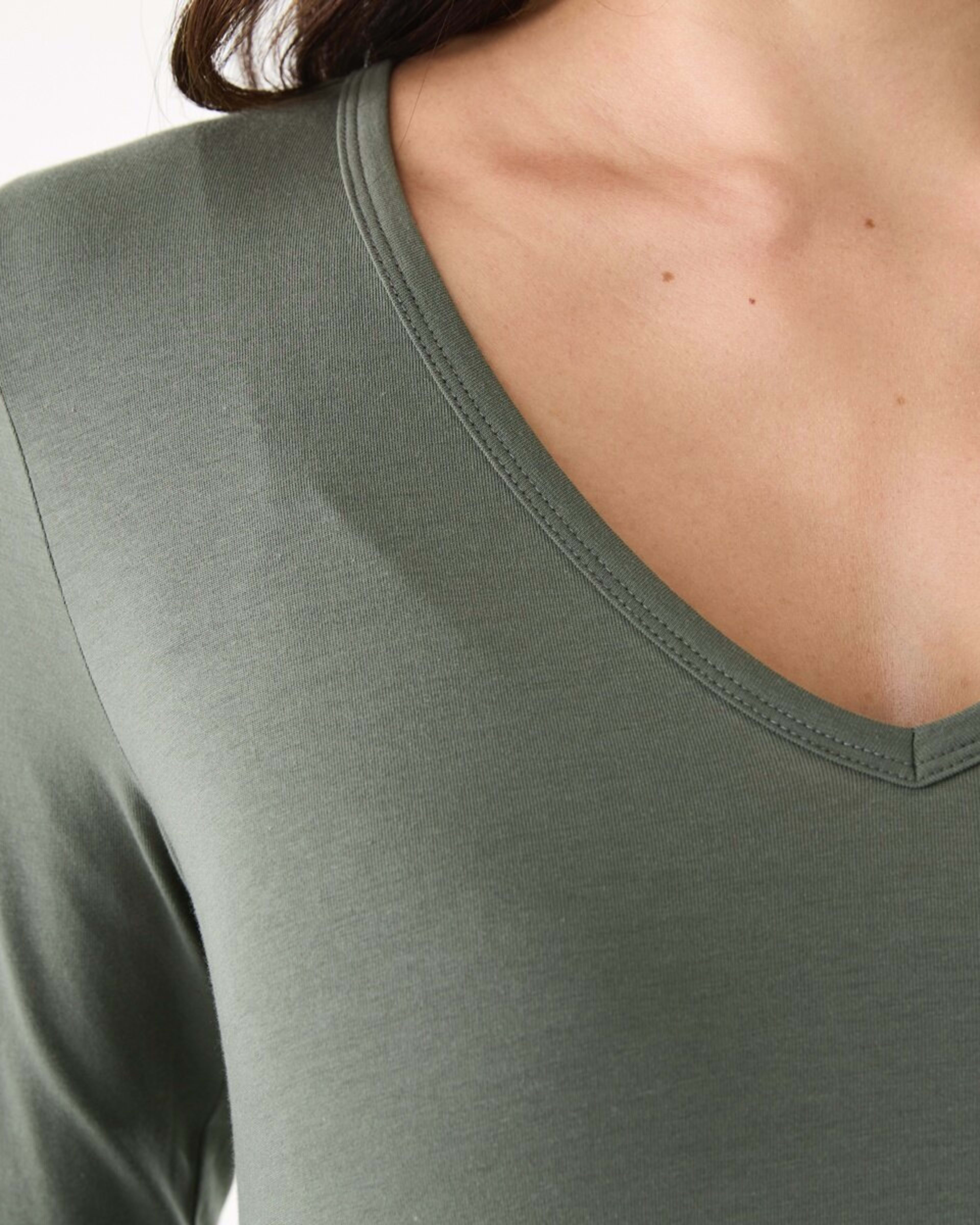 5 Long Sleeve Stretch V-Neck T-shirt Grn Olive, 5 of 5