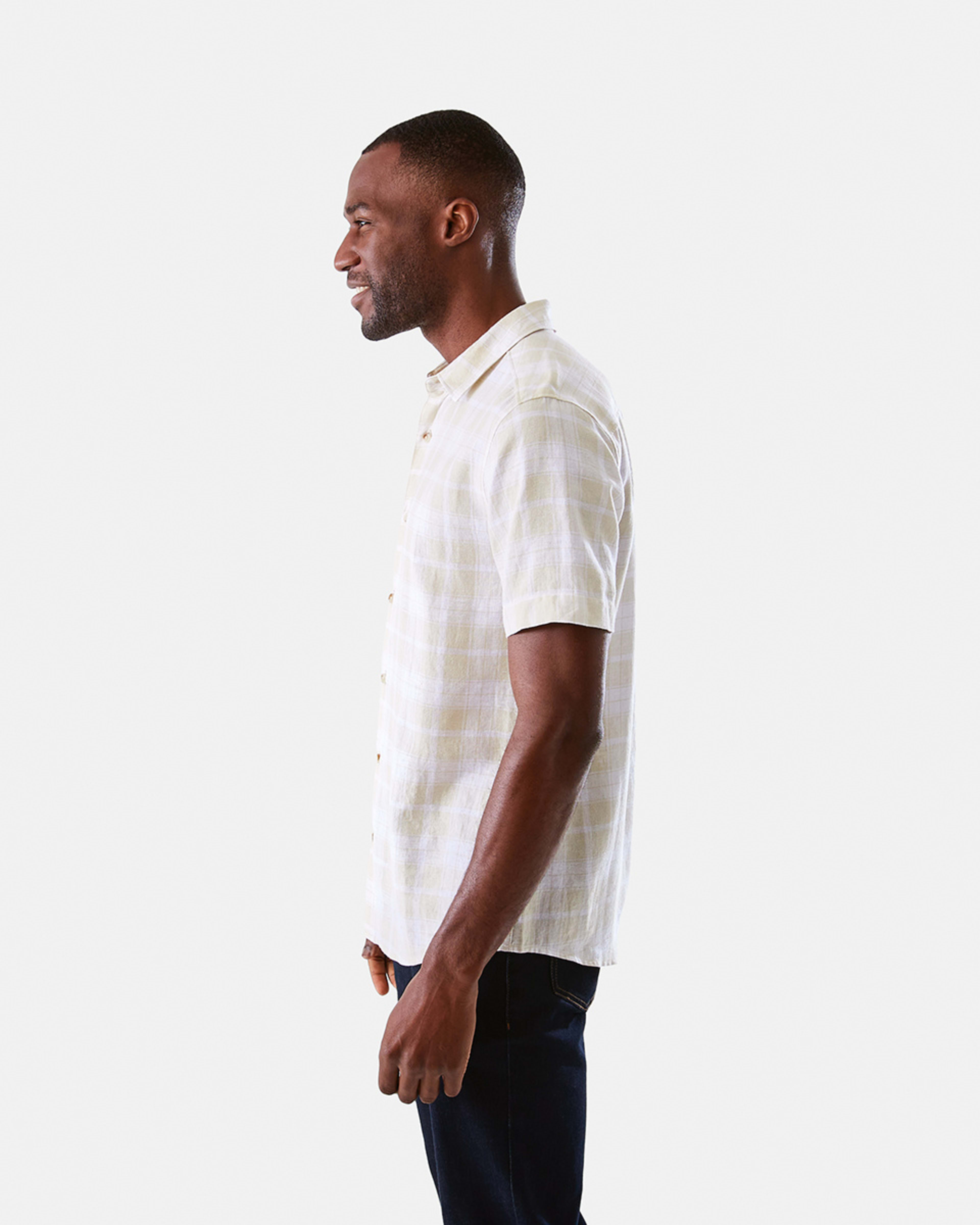 Short Sleeve Check Linen Blend Shirt Kmart
