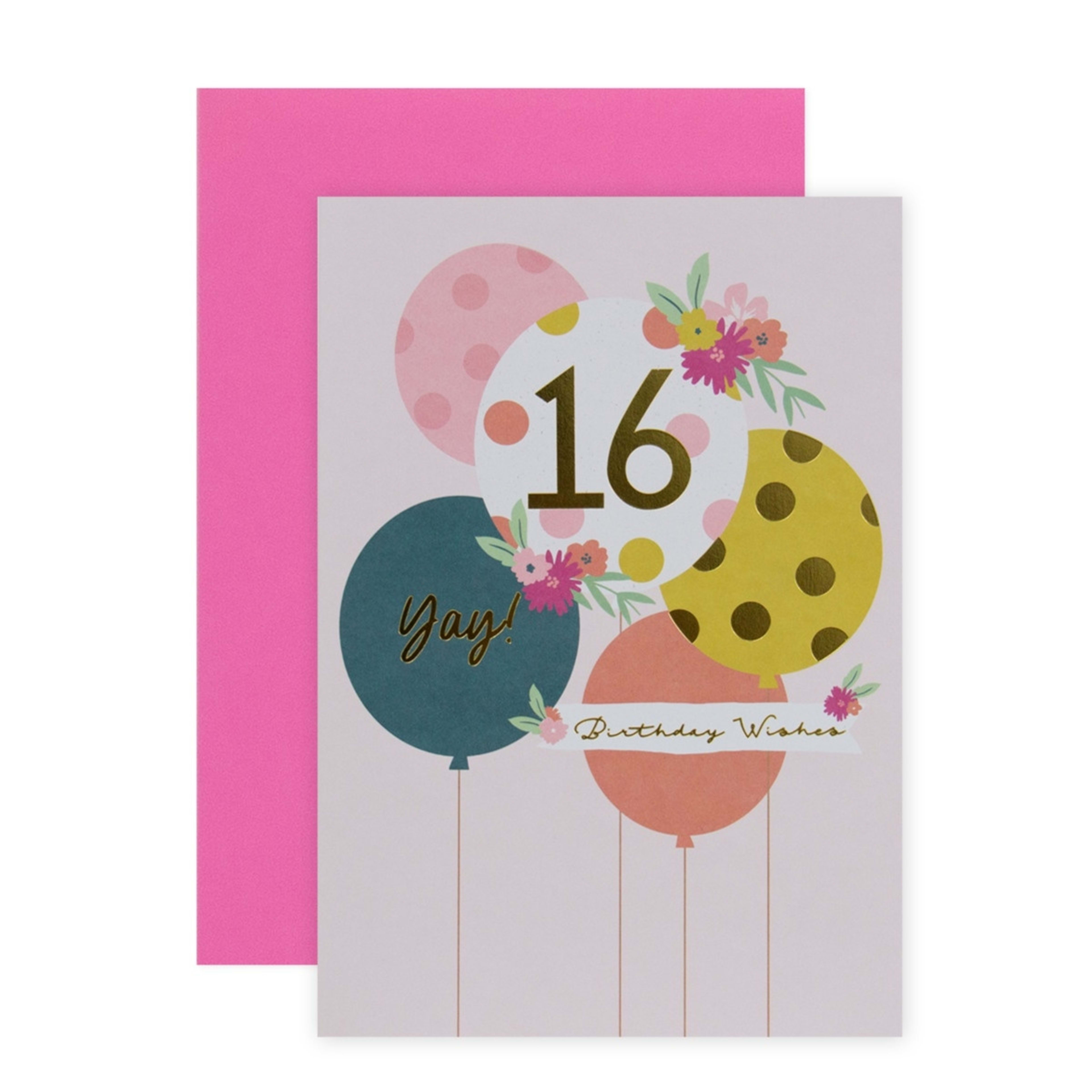 1 Connections from Hallmark 16th Birthday Card - Chic Balloons & Florals