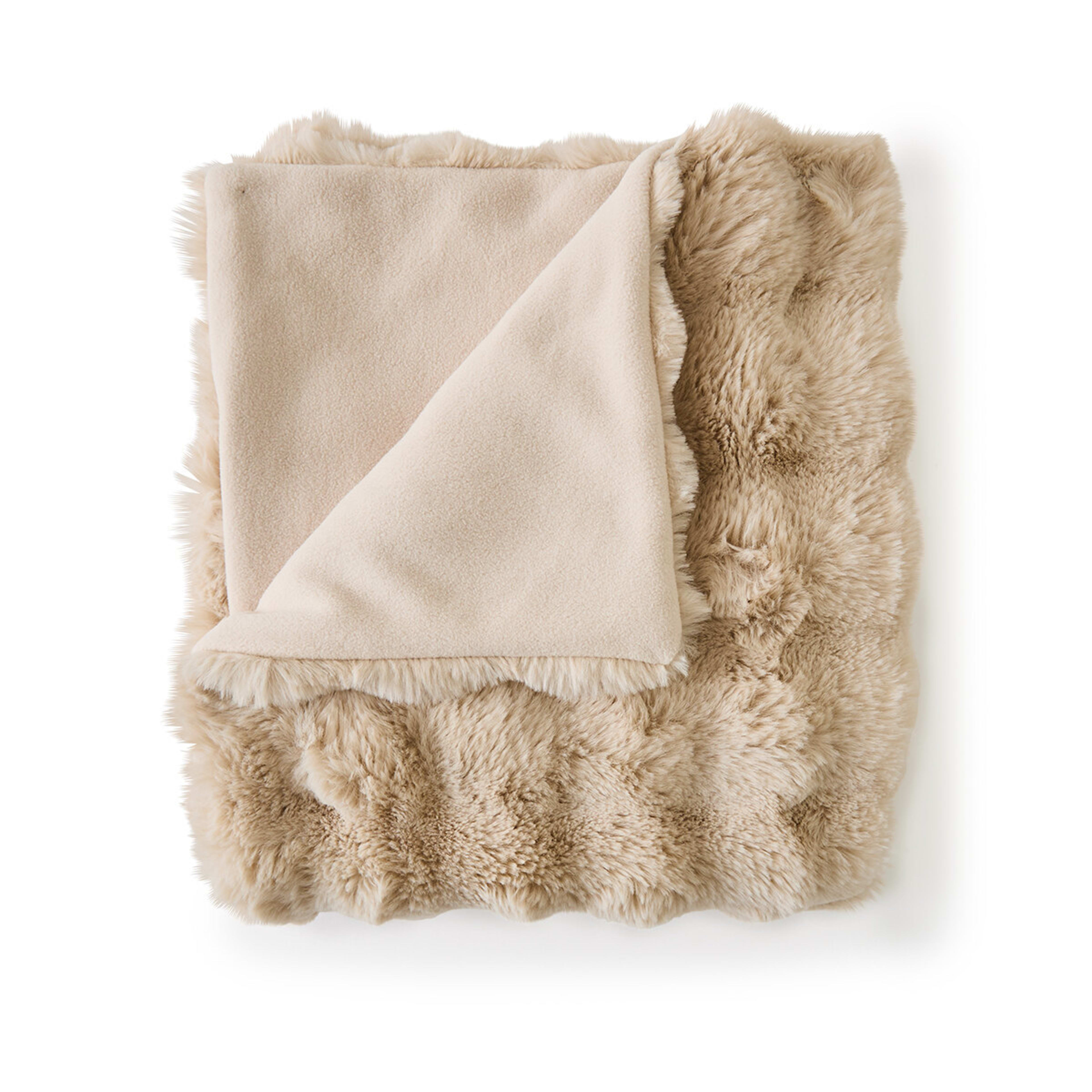 4 Faux Fur Throw - Taupe, 4 of 7