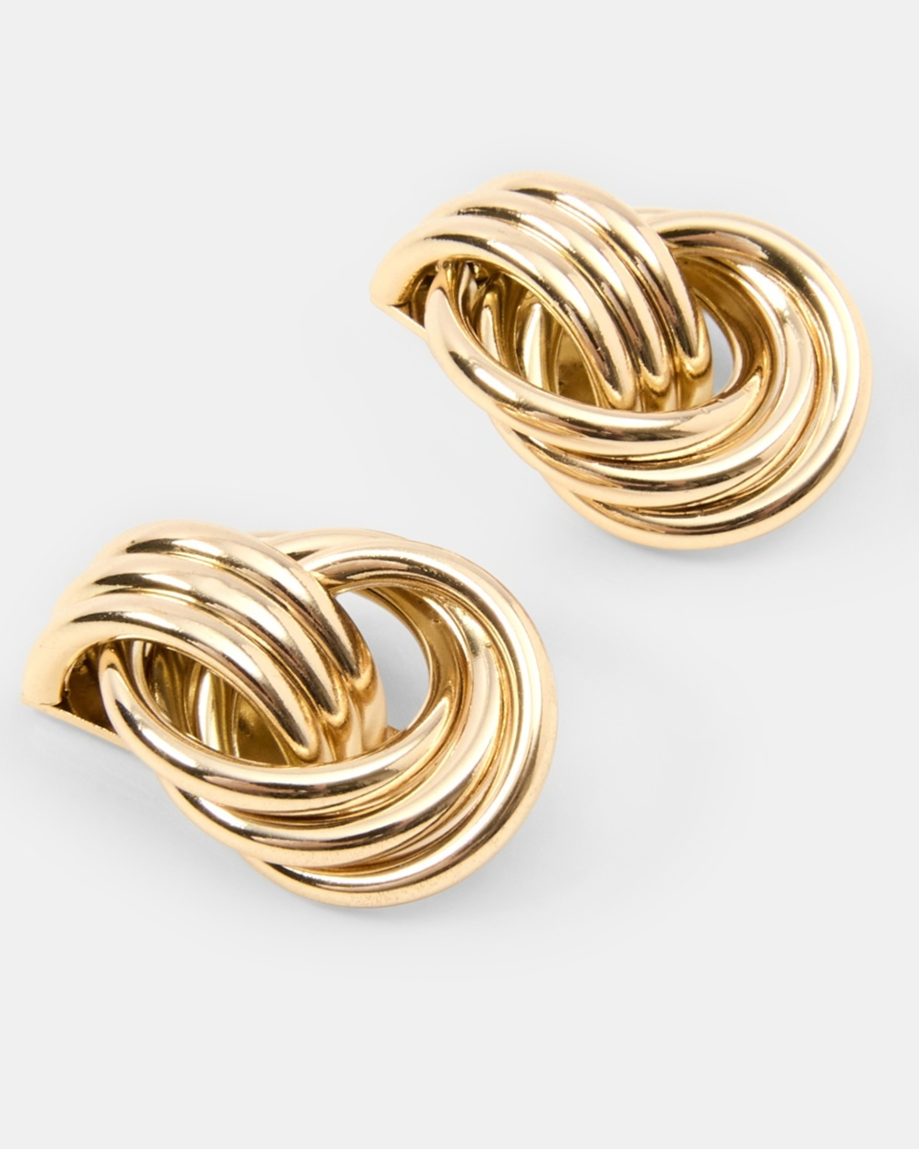 2 Mini Round Doorknocker Earrings - Gold Tone Gold, 2 of 4