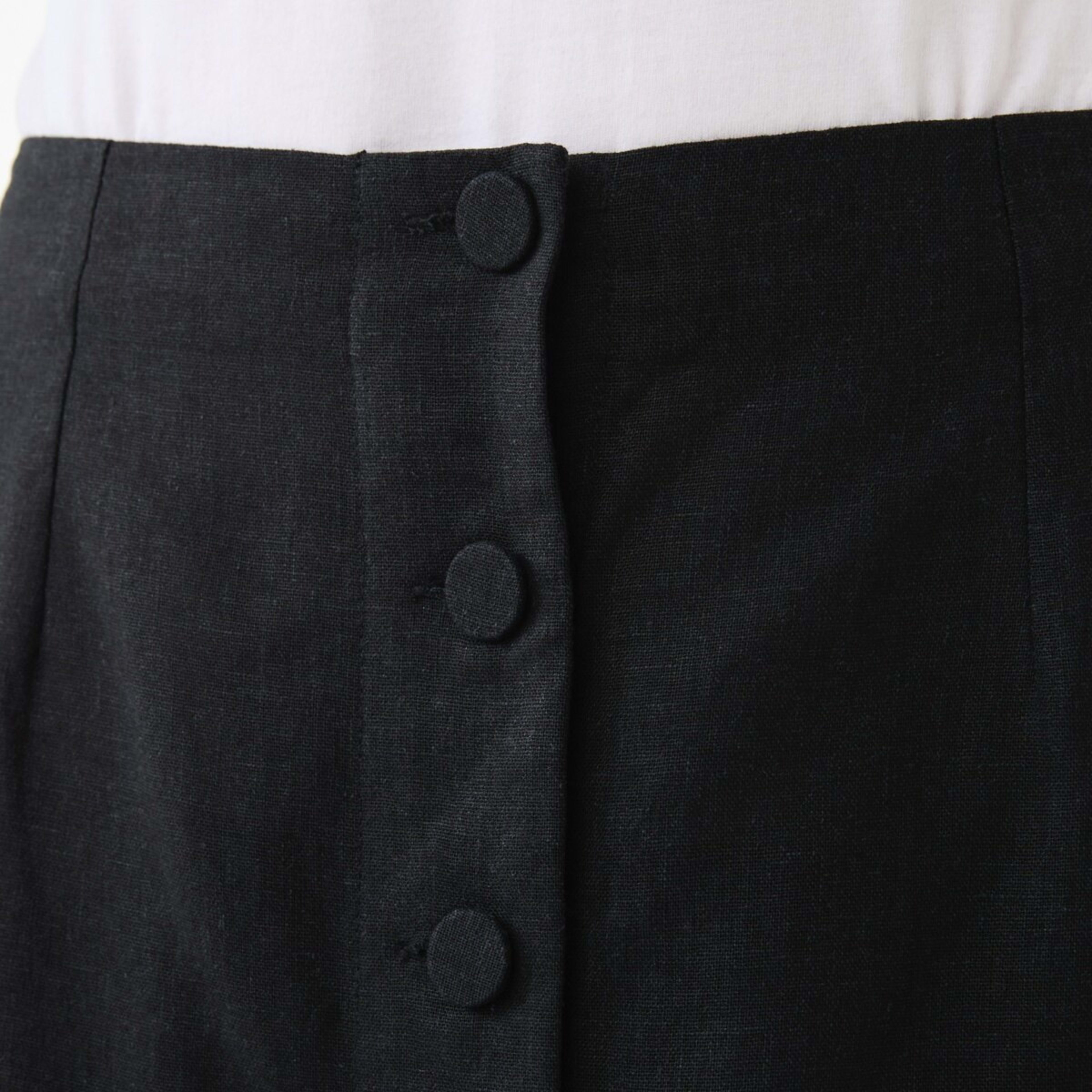 4 Button Through Midi Skirt Black, 4 of 4