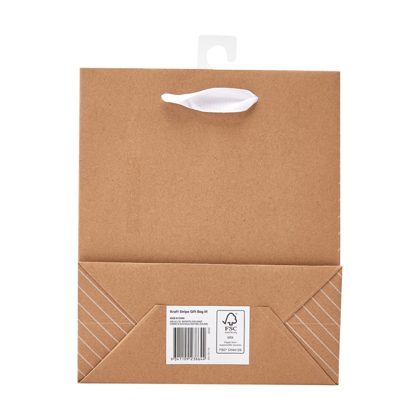 Kraft Stripe Gift Bag - Medium - Kmart