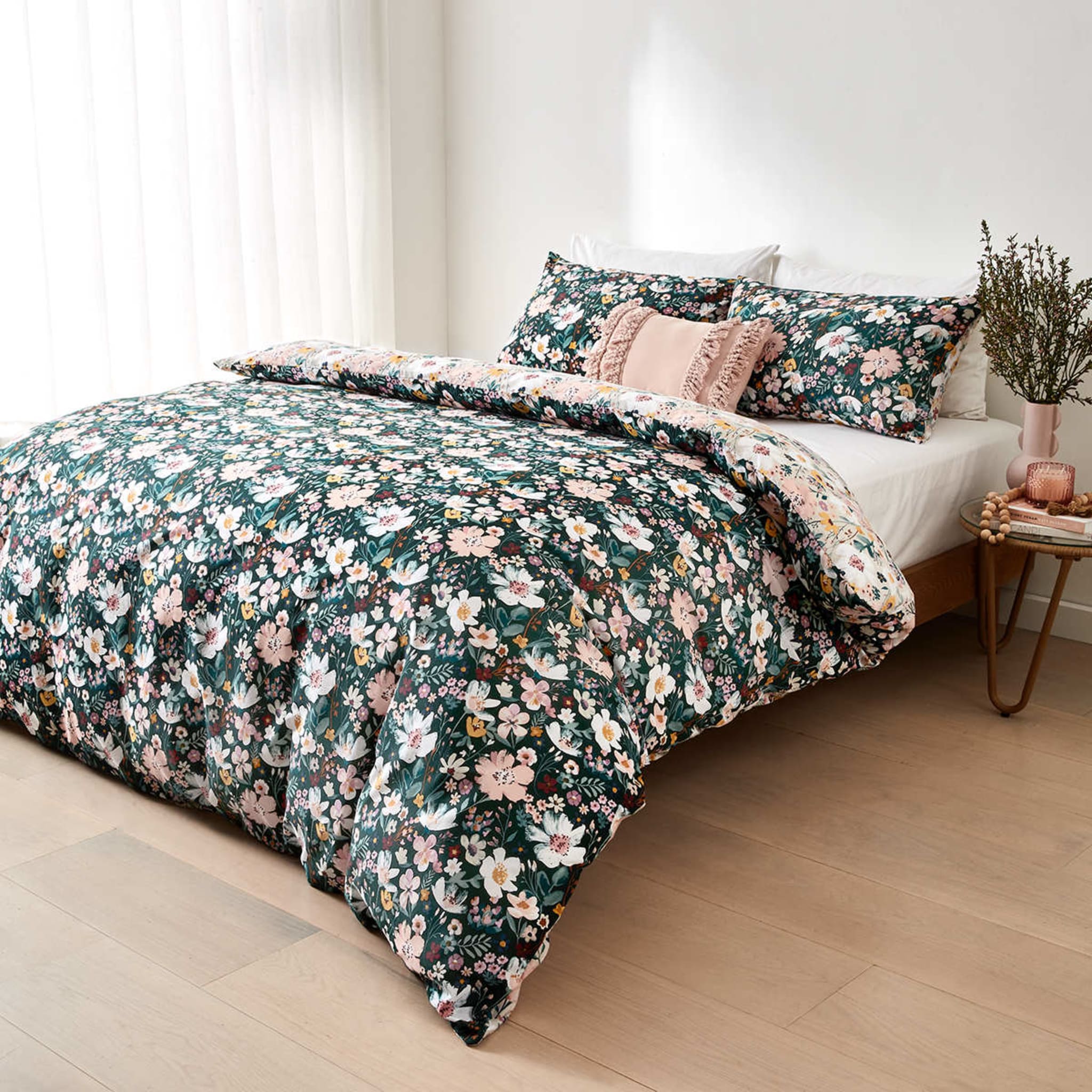 Calista Reversible Quilt Cover Set Queen Bed Kmart