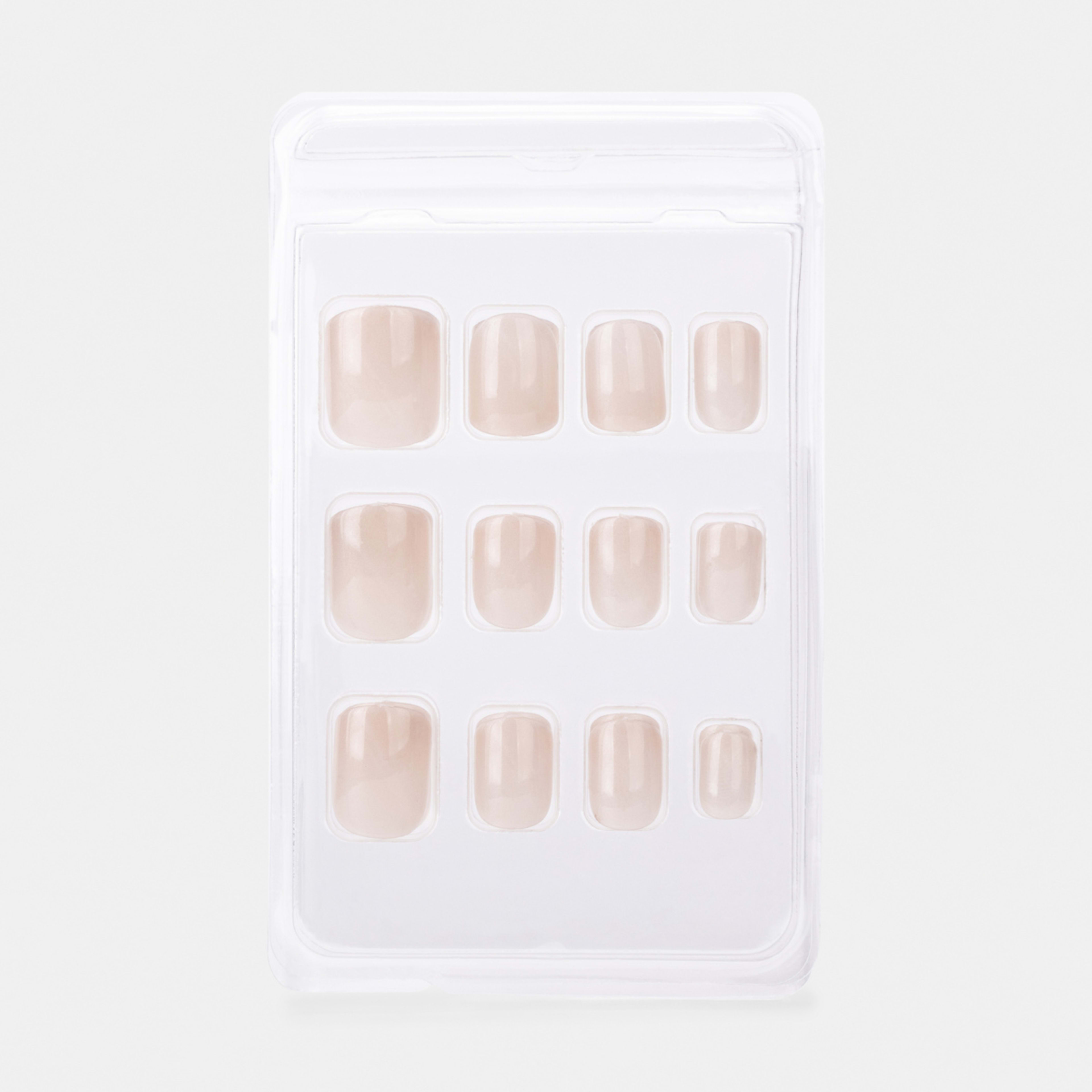 OXX Cosmetics 24 Pack False Nails with Adhesive - Square Shape, Pearl ...