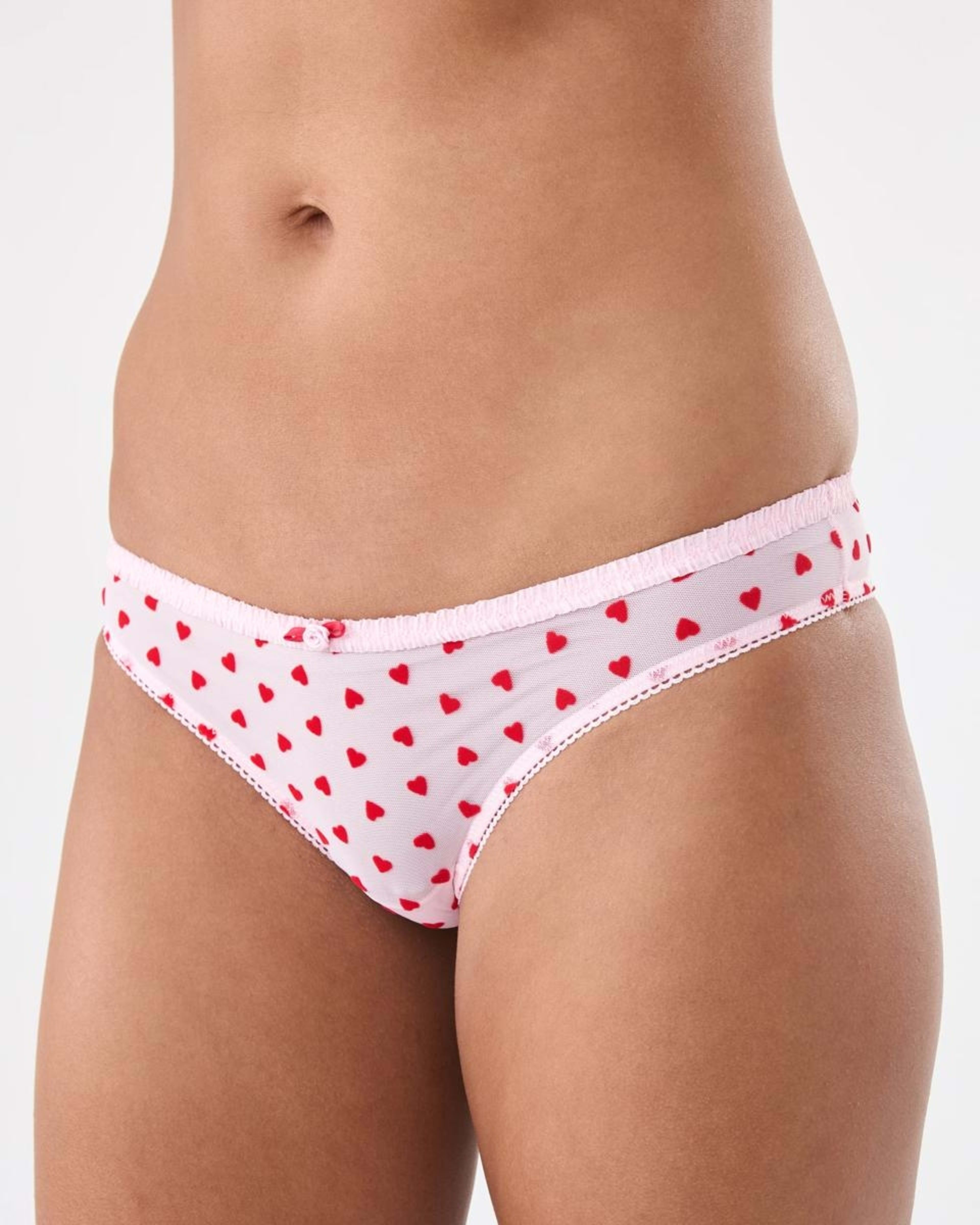 2 Co-ordinated Mesh Cheeky Bikini Briefs Hearts, 2 of 4