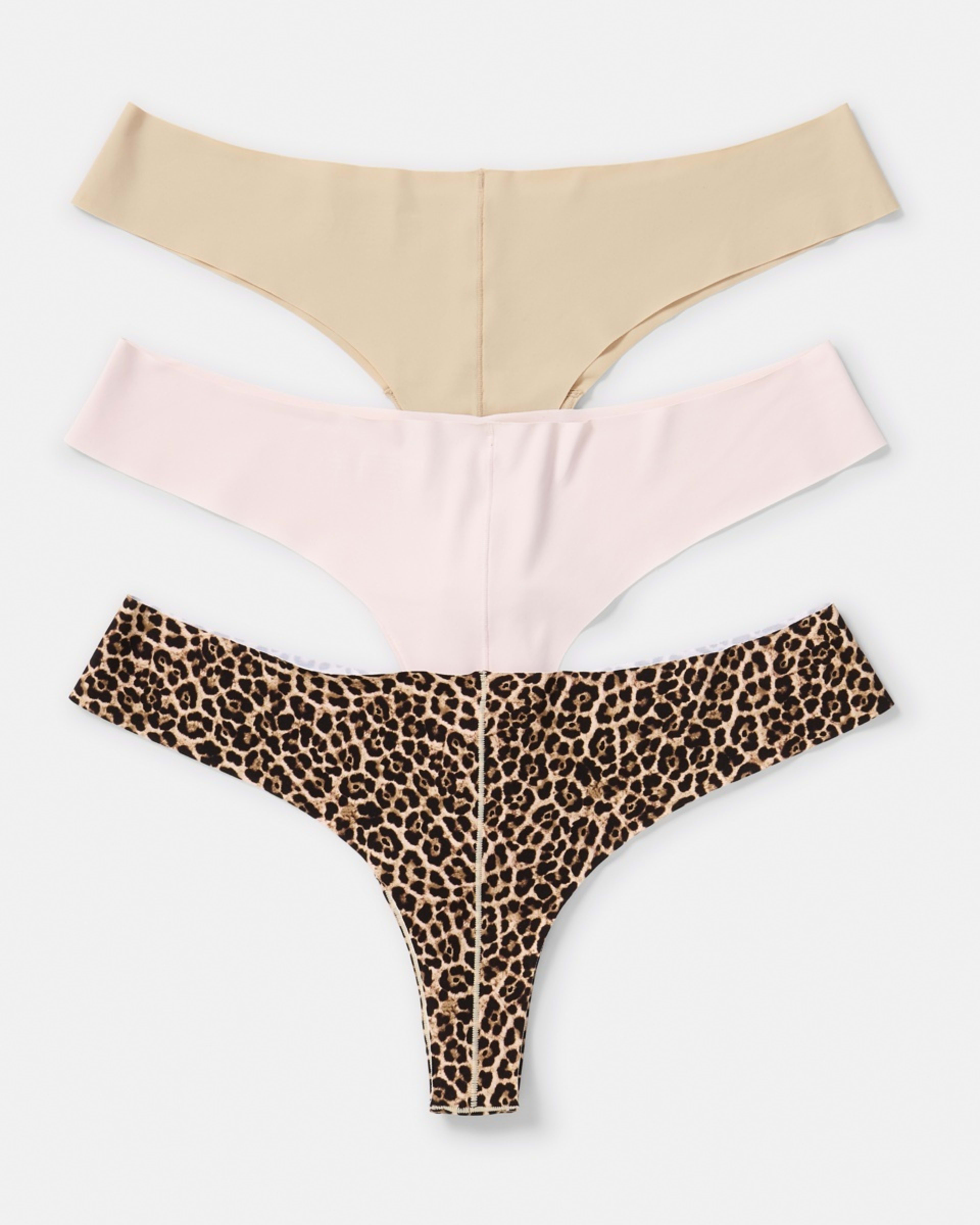 2 3 Pack No Show G-String Briefs LEOPARD, PINK CHALK, LIGHT FAWN, 2 of 8