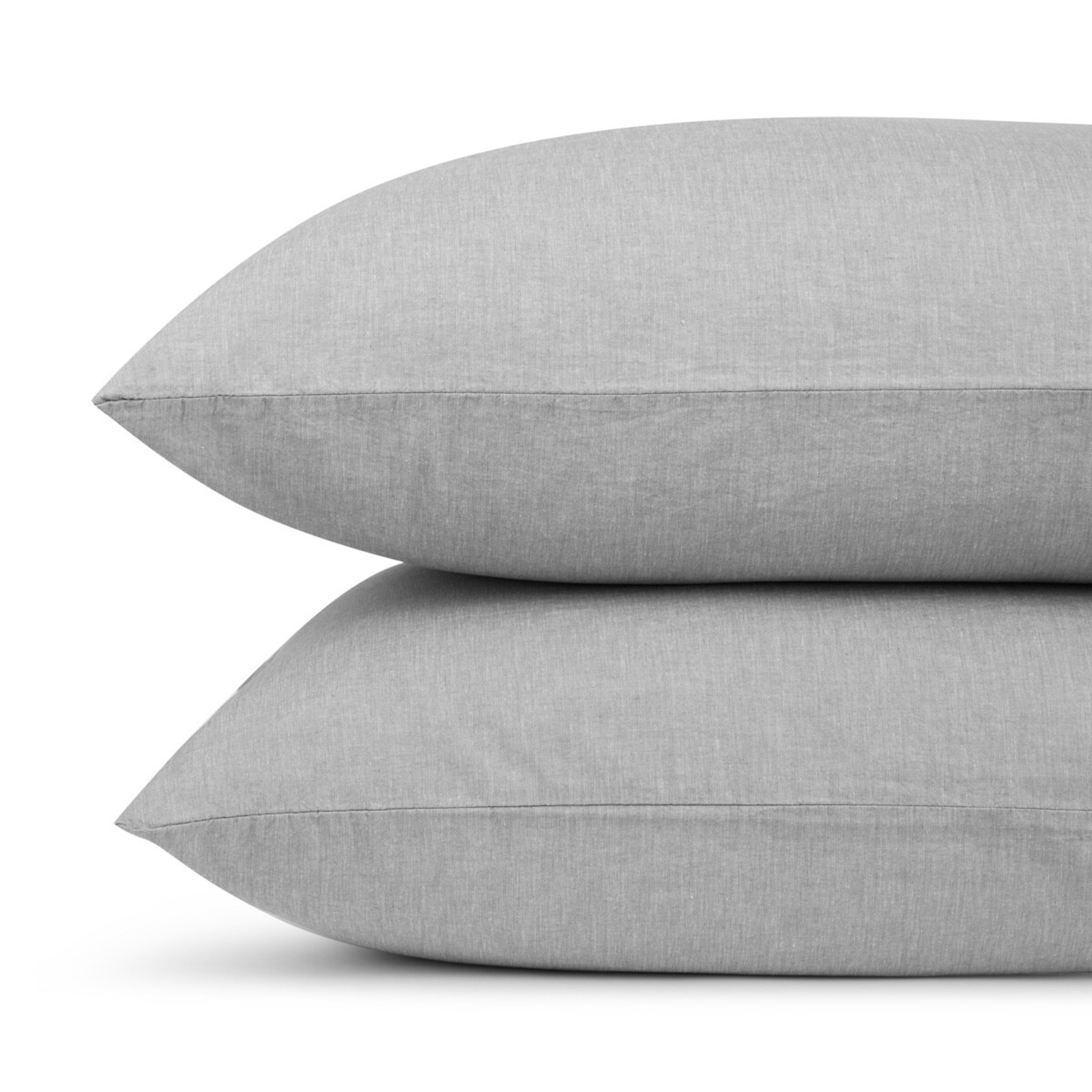 2 Stonewashed Chambray Cotton Sheet Set - Queen Bed, Grey, 2 of 7