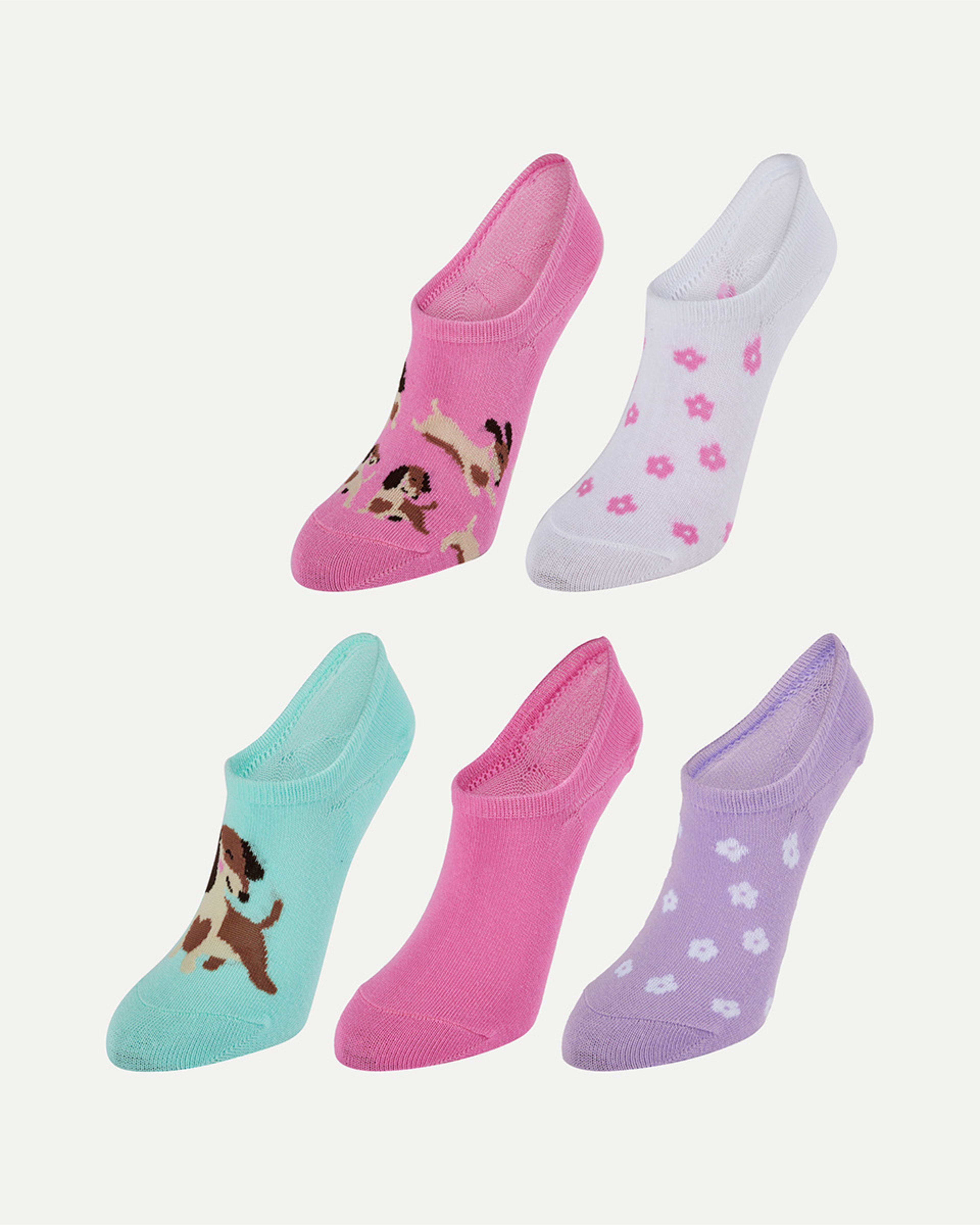 1 5 Pack Jacquard Sneaker Socks Dachshund